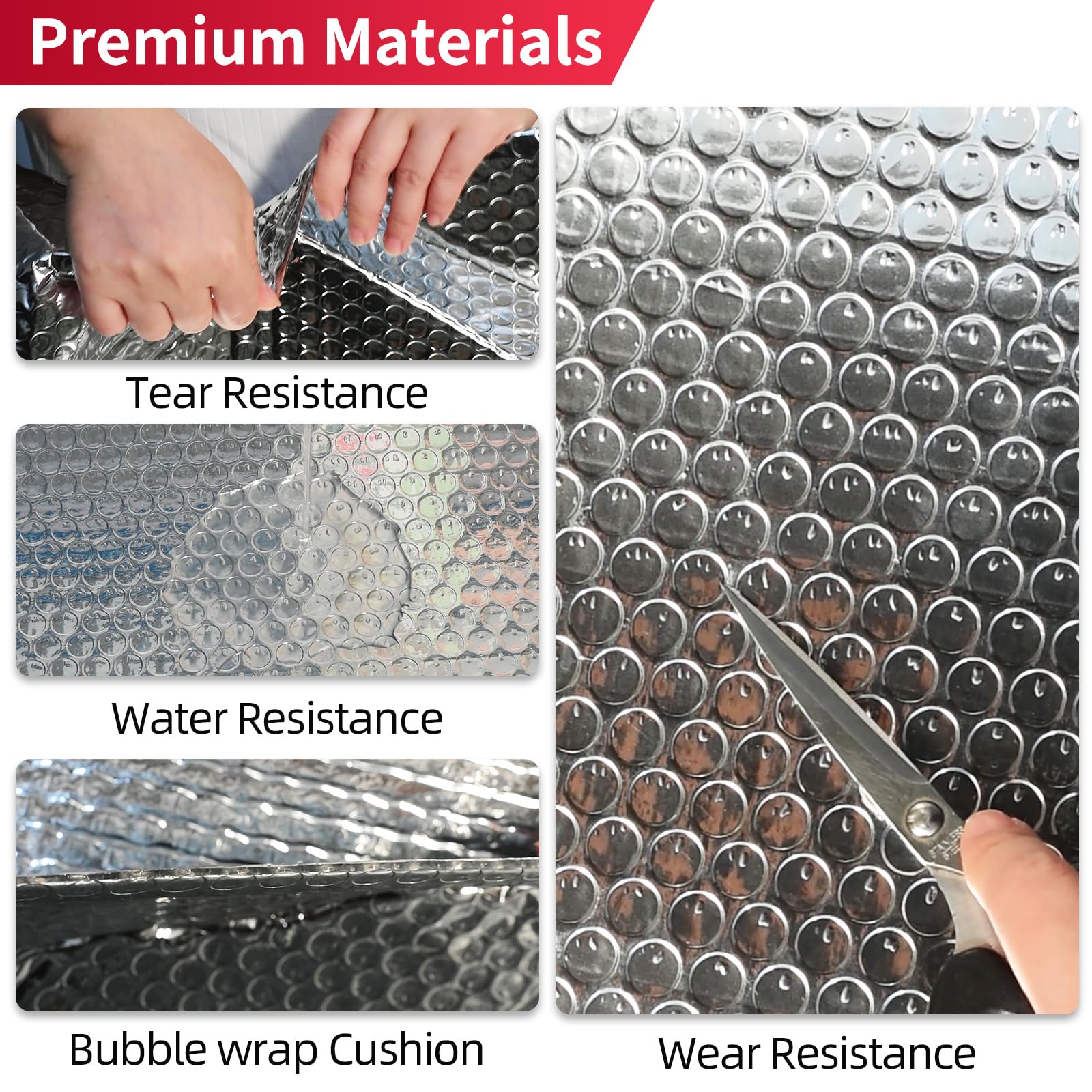 Jednowarstwowa izolacja bąbelkowa odblaskowa 3mm, 121,9 cm × 15,24 m, dwustronna folia aluminiowa, do użytku całorocznego, okna, drzwi garażowe, dachy itp.
