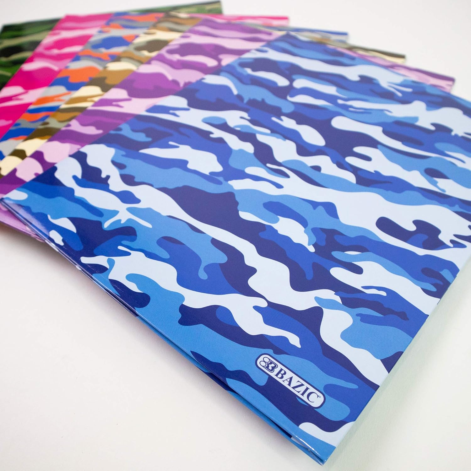 BAZIC Products 2 Pocket Paper Folder, Letter Size Document Organizer for School, Office, Business Use, Camouflage Design Portfolio Folder for Homework, Reports & Forms, Assorted Colors, 48-Pack