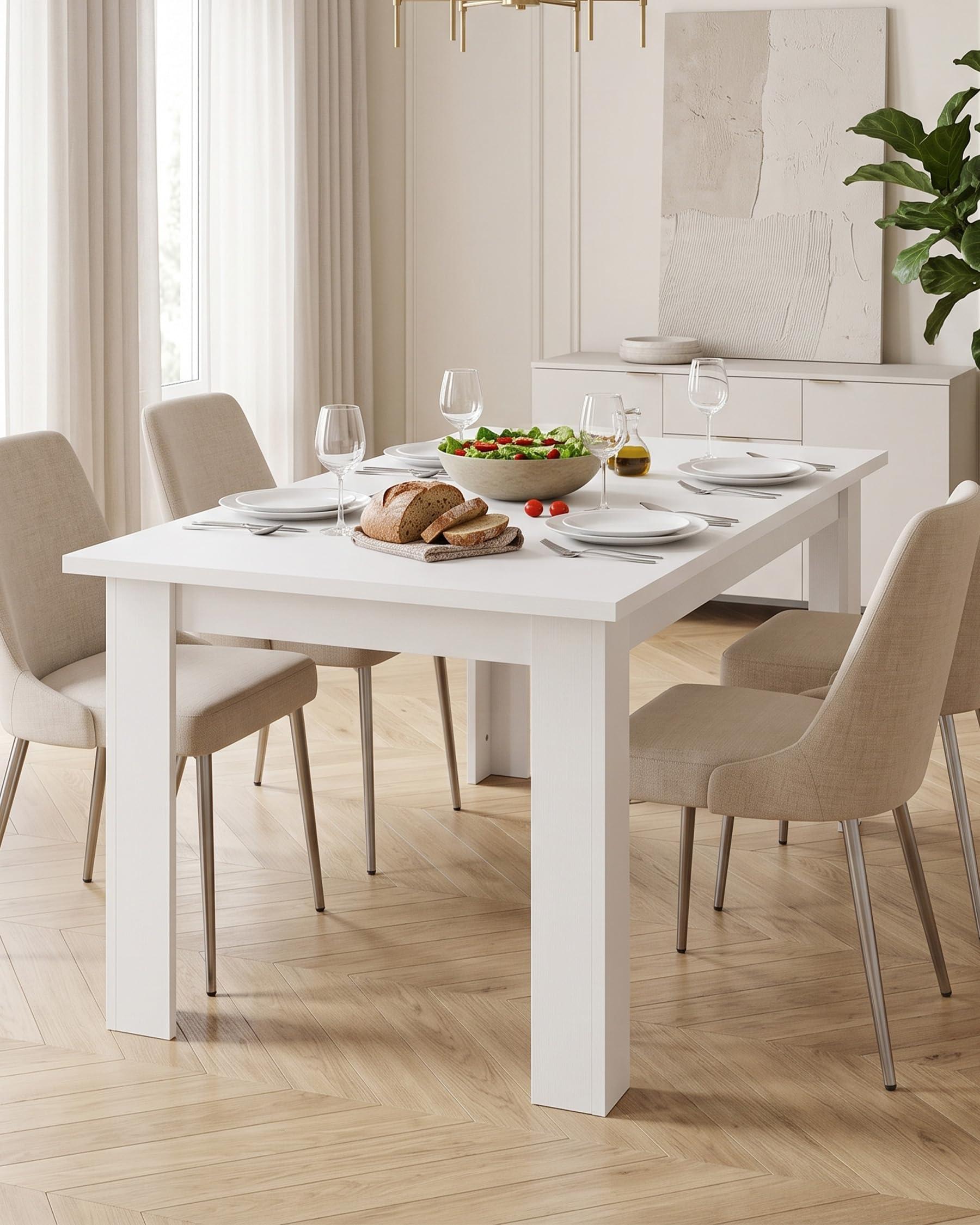 Mesa de Comedor Almacenamiento Blanca 120x70 cm salón Comedor