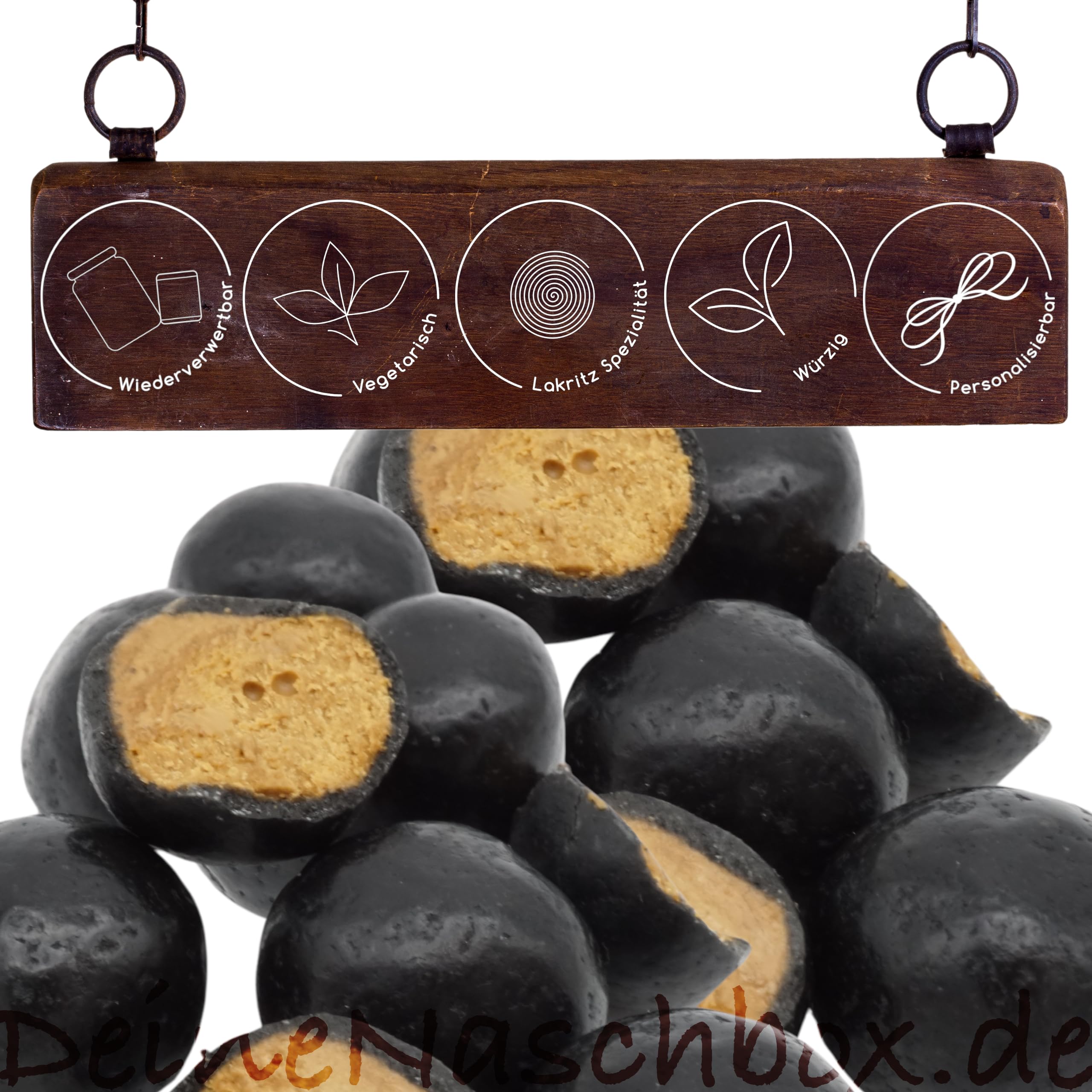 Deine Naschbox | Salmiak Lakritz Rondos | 3kg Mega Pot | XXL Großpackung für Party, Candybar & als Geschenk - Knackige Kugeln mit Salmiakpaste