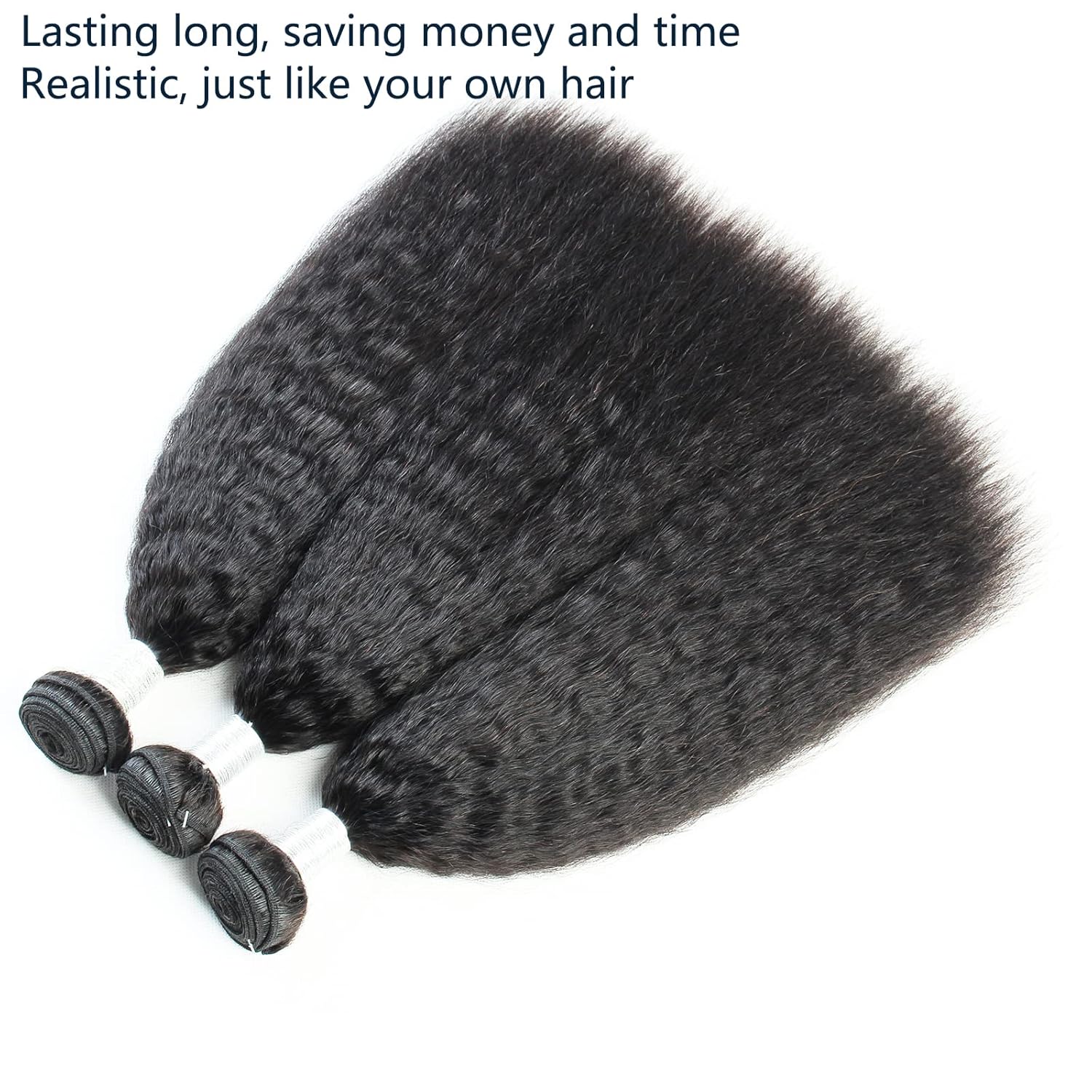 12a Brazilian Kinky Straight Bundles Weave Human Hair Yaki Hair 3 Bundles 18 20 22 inch 100% Unprocessed Remy Hair Extensions Natural Black Color