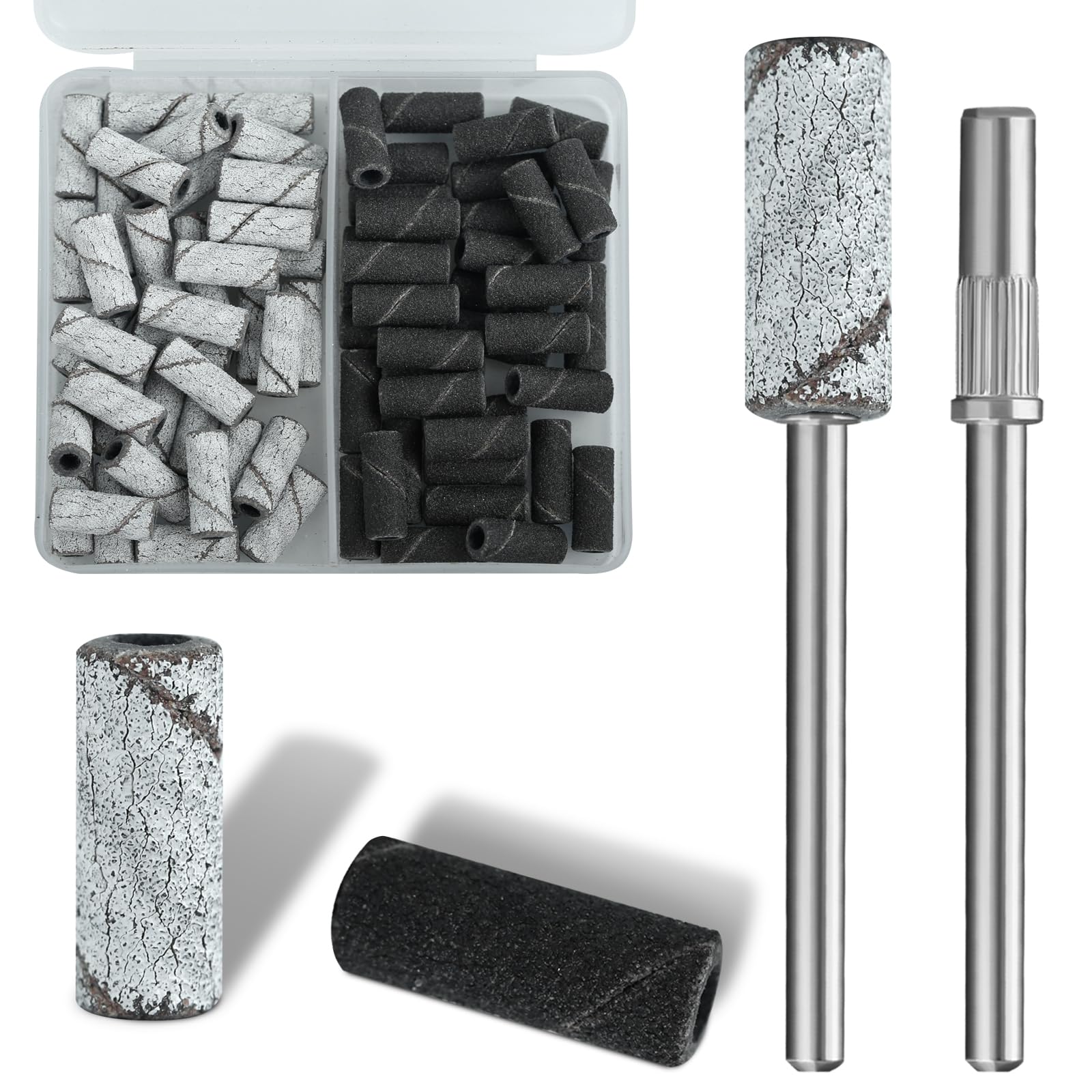 Vnjaoi 80 Pcs 3mm Small Sanding Bands with 2Pcs Small Mandrel Bit for Nail Drill, Medium&Extreme Fine Mini Nail Sanding Bands for Acrylic Nails Gel