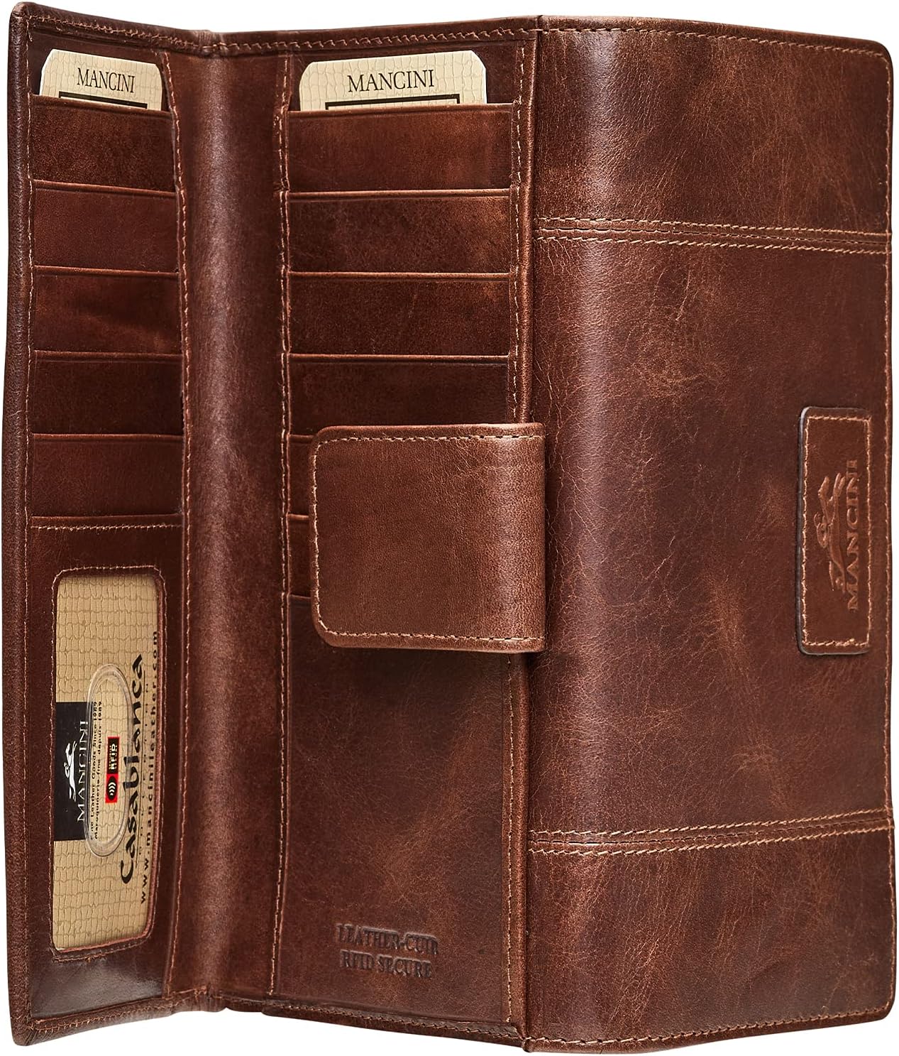 Mancini Casablanca RFID Secure Ladies Clutch Wallet,Color Brown-One Size,8700300-bn,One Size