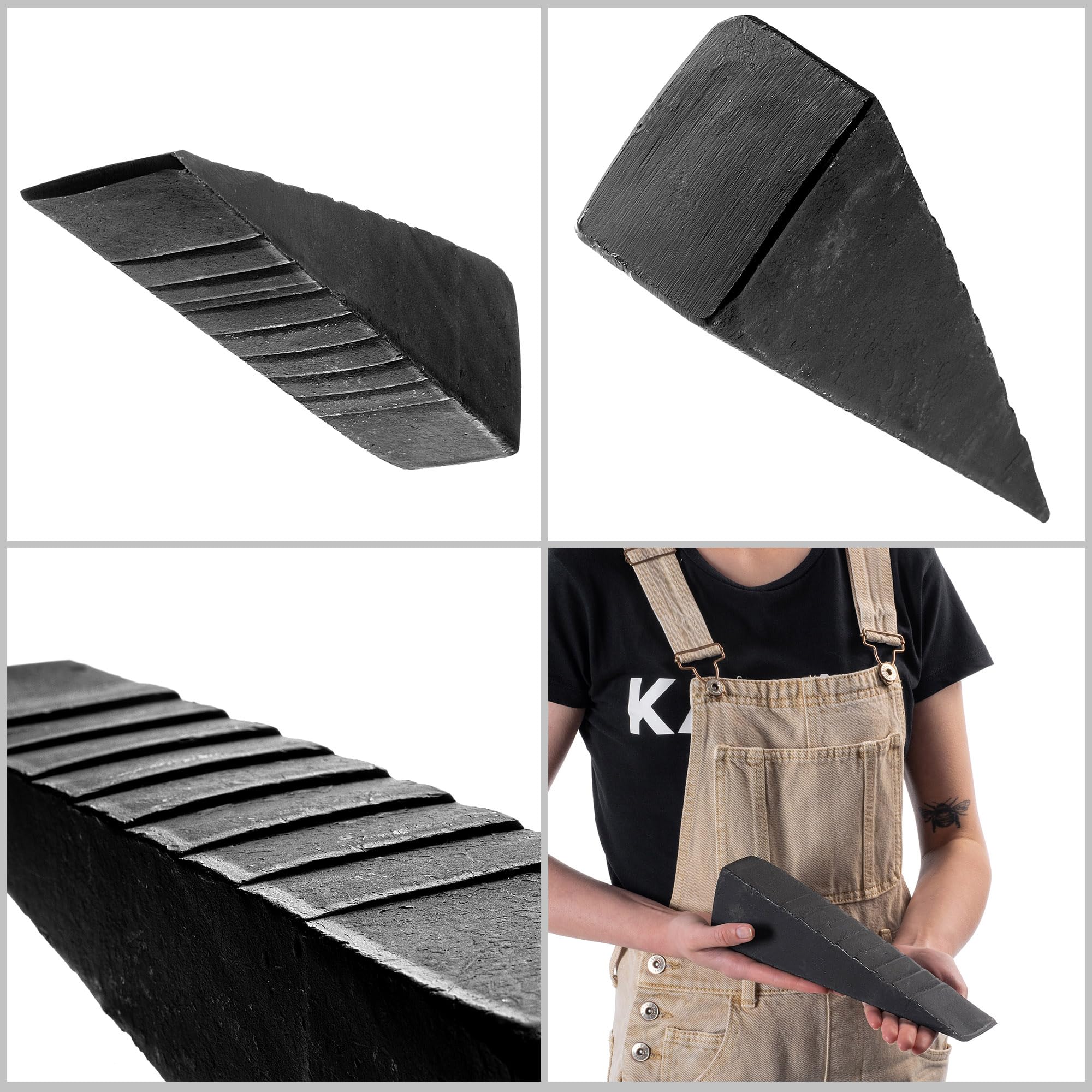 KADAX Cale de fendage en acier - 26,5 x 5 x 7 cm - Pour abattre et fendre le bois - Robuste - Grenade à fendre - Cale de rechange