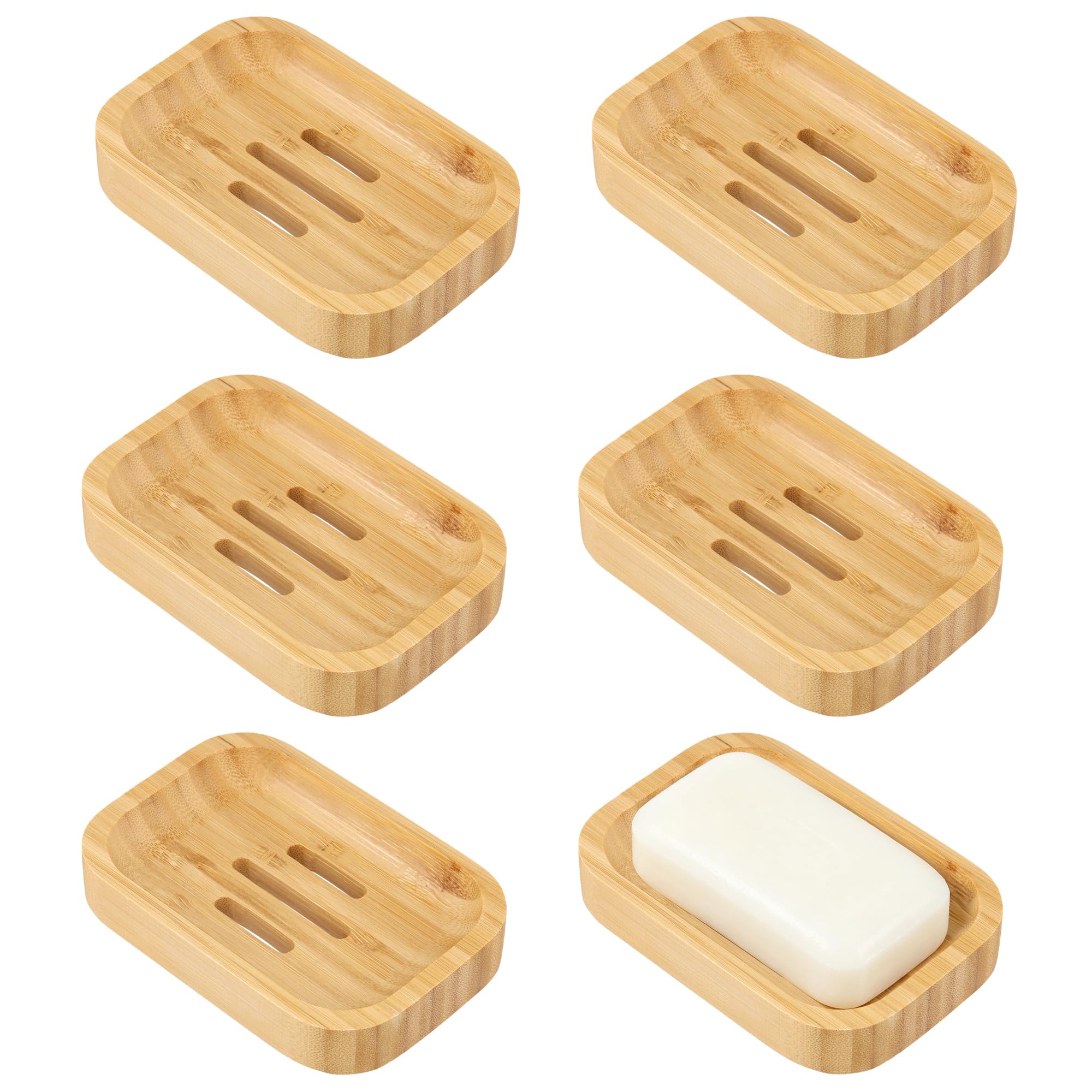 Porte-savon en bambou avec drainage lot de 6 boîtes anti-humidité séchage rapide