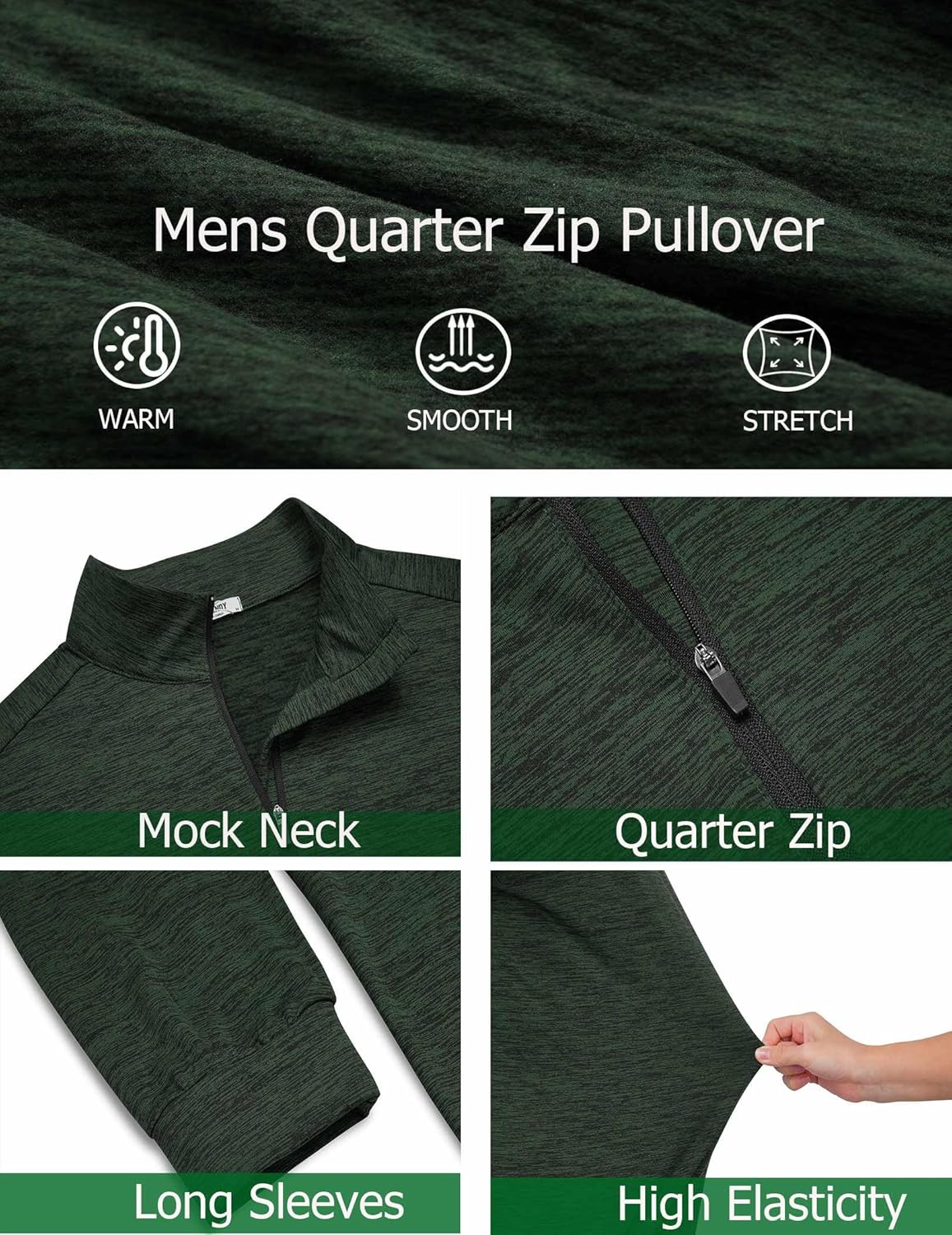 COOFANDY Men's Quarter Zip Shirts Workout Fleece Lined Lightweight Long Sleeve Pullover Sweatshirts - Image 4