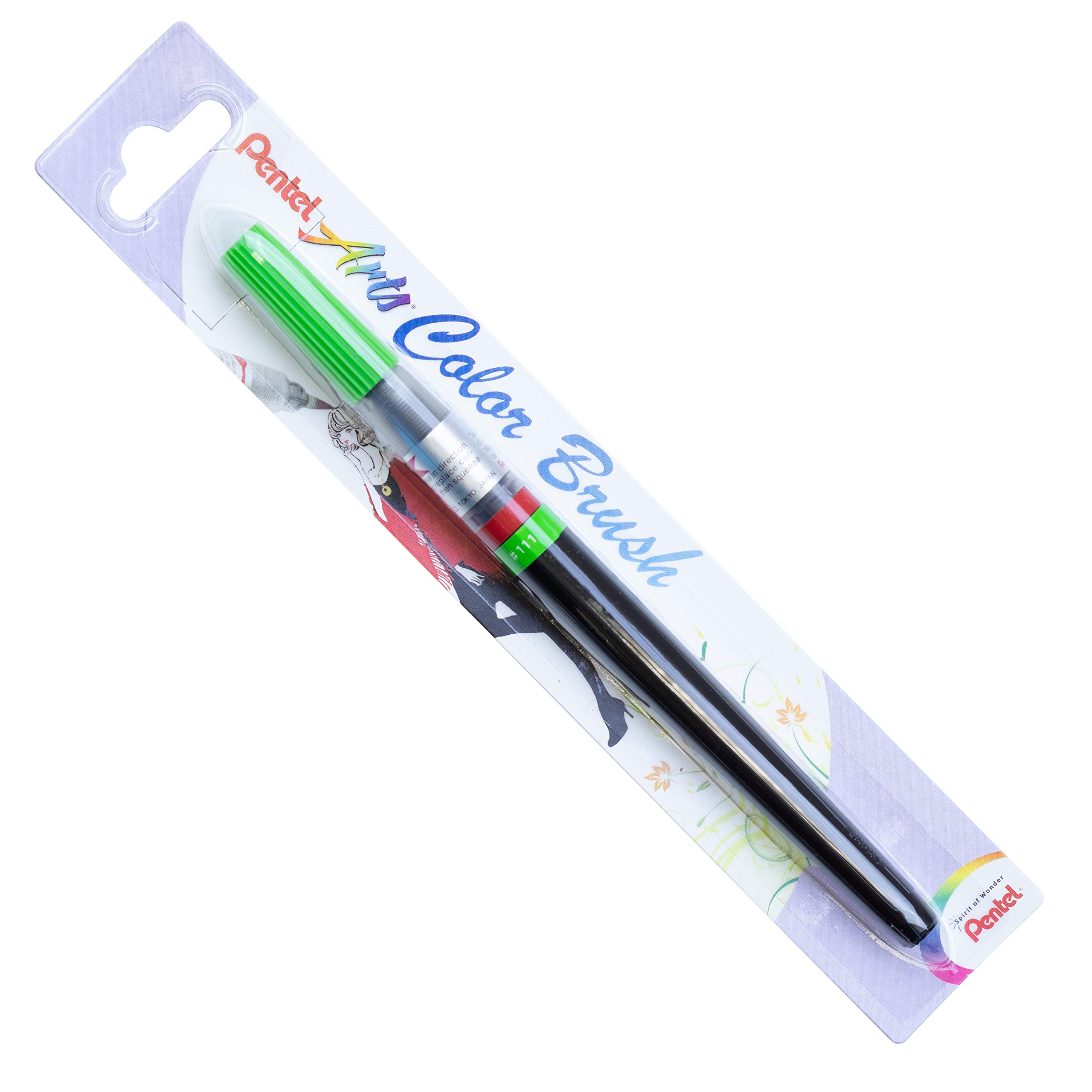 Pentel Arts Colour Brush, Light Green (dye) ink, 1 blister of 1 paint brush, XGFL-111X