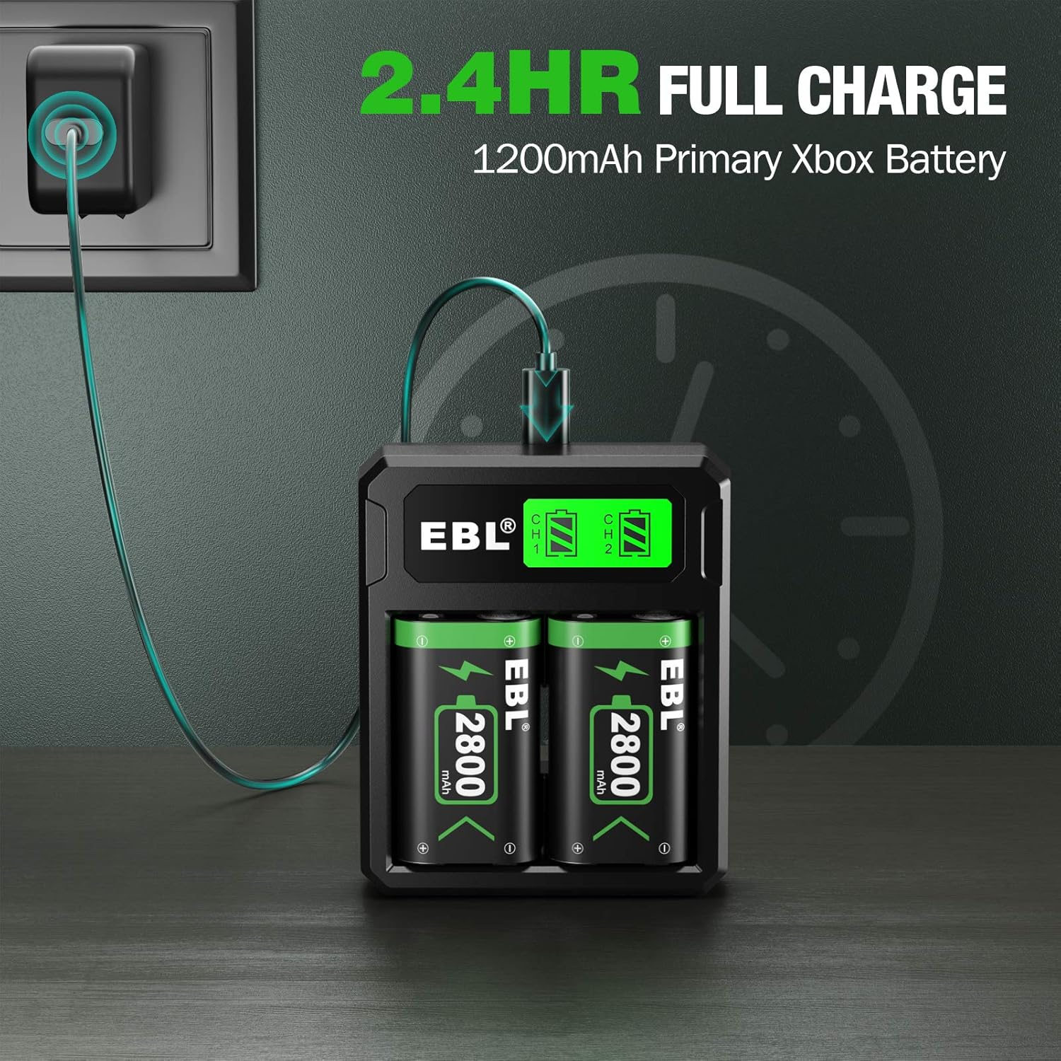 EBL Controller Charger with LCD Display for Xbox One/Xbox One S/Xbox One X/Xbox One Elite Controller Batteries