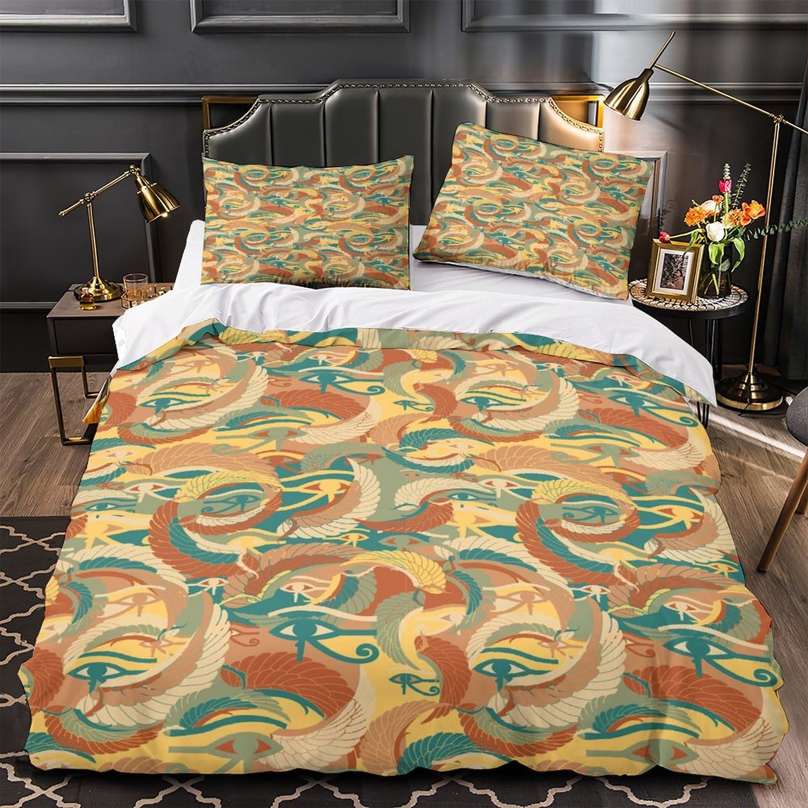 Parure de lit Terre vue de l'espace housse de couette 220x240 cm et ses taies d'oreiller king