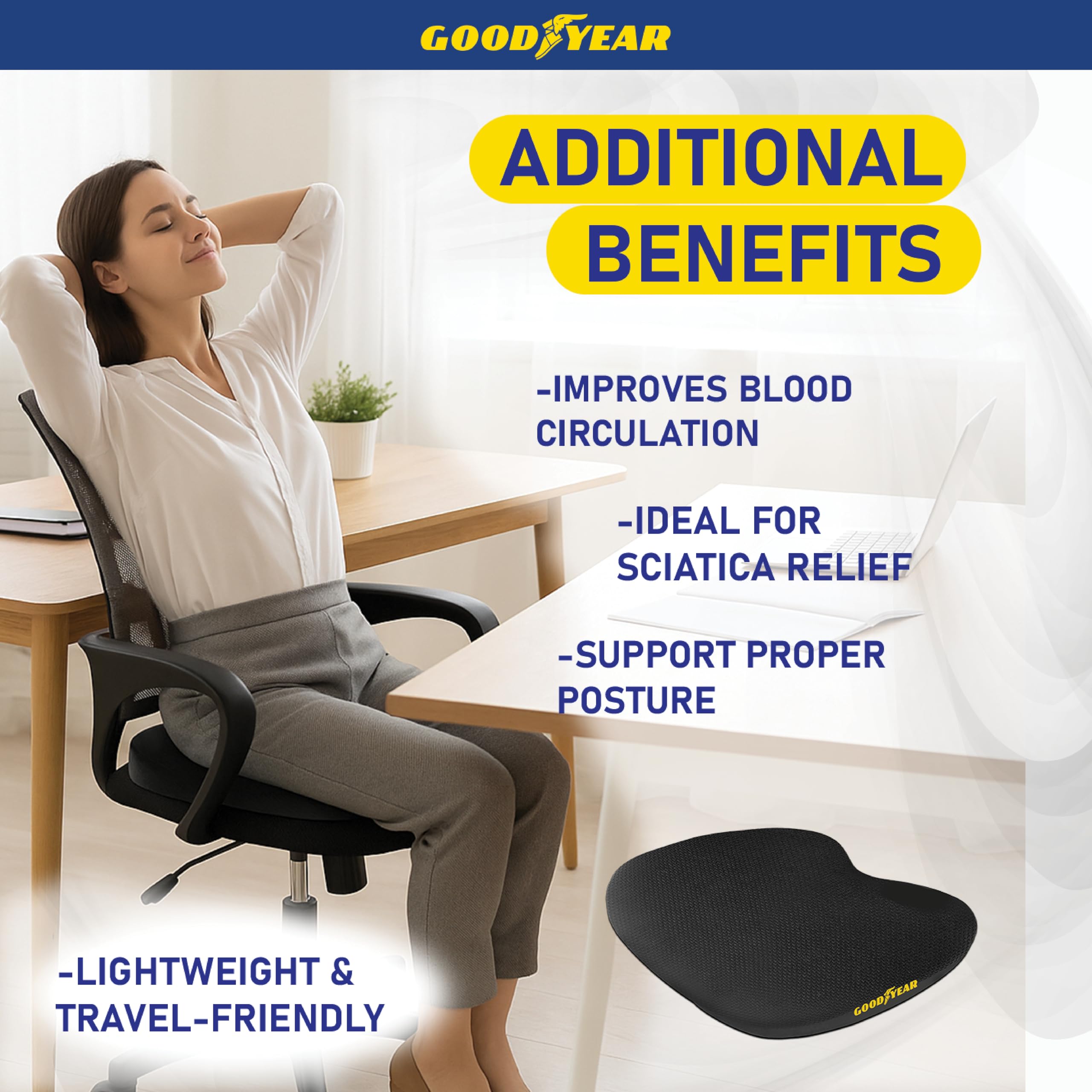Goodyear GY1012 - Cuscino per sedia da ufficio o auto