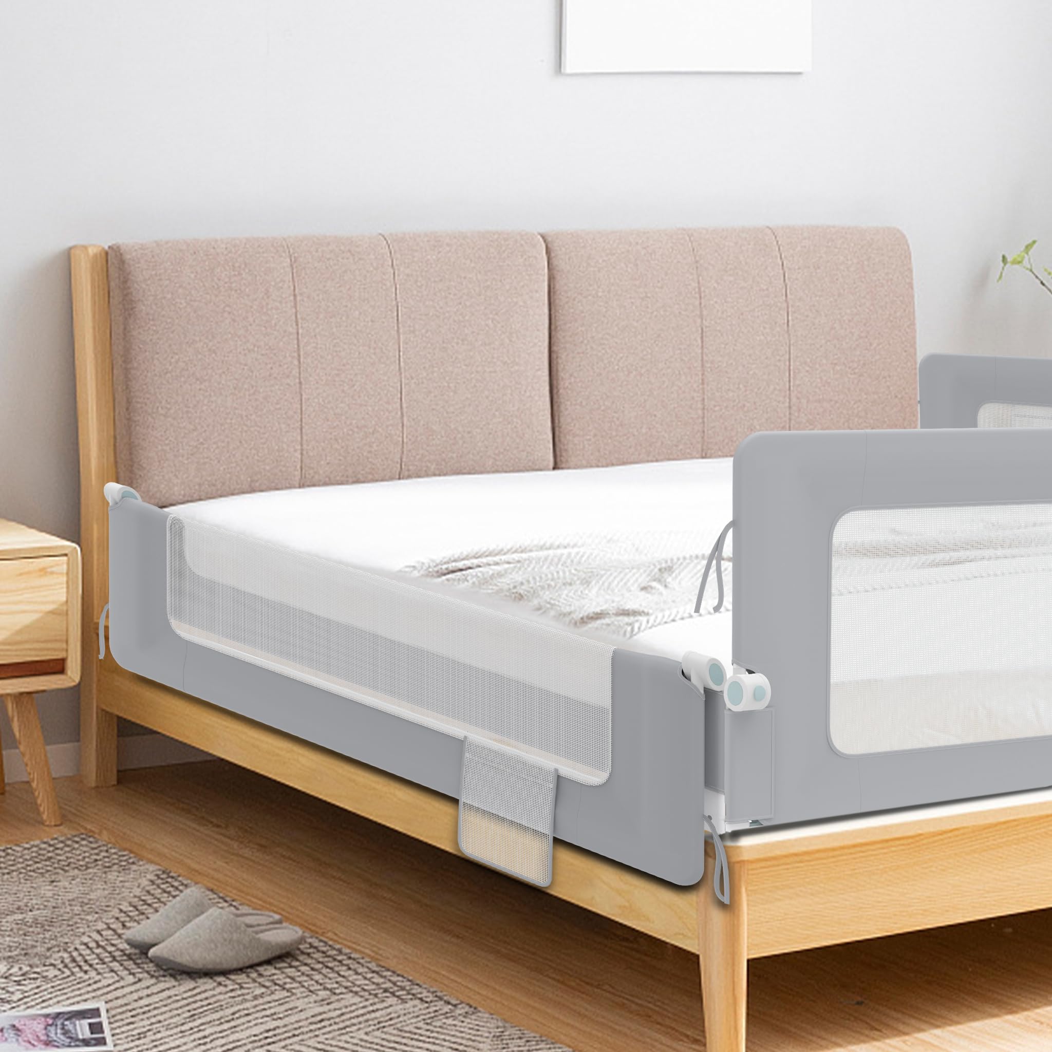 LZQ Zanzariera per letto per bambini, pieghevole, protezione contro le cadute, protezione dal letto, per bambini, protezione contro le cadute (grigio chiaro, 180 cm)