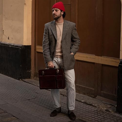 Miniatura 2 de Maletín de piel para ordenador portátil  Bolsa italiana de grano completo para el hombro para el trabajo de negocios unisex  resistencia al tiempo