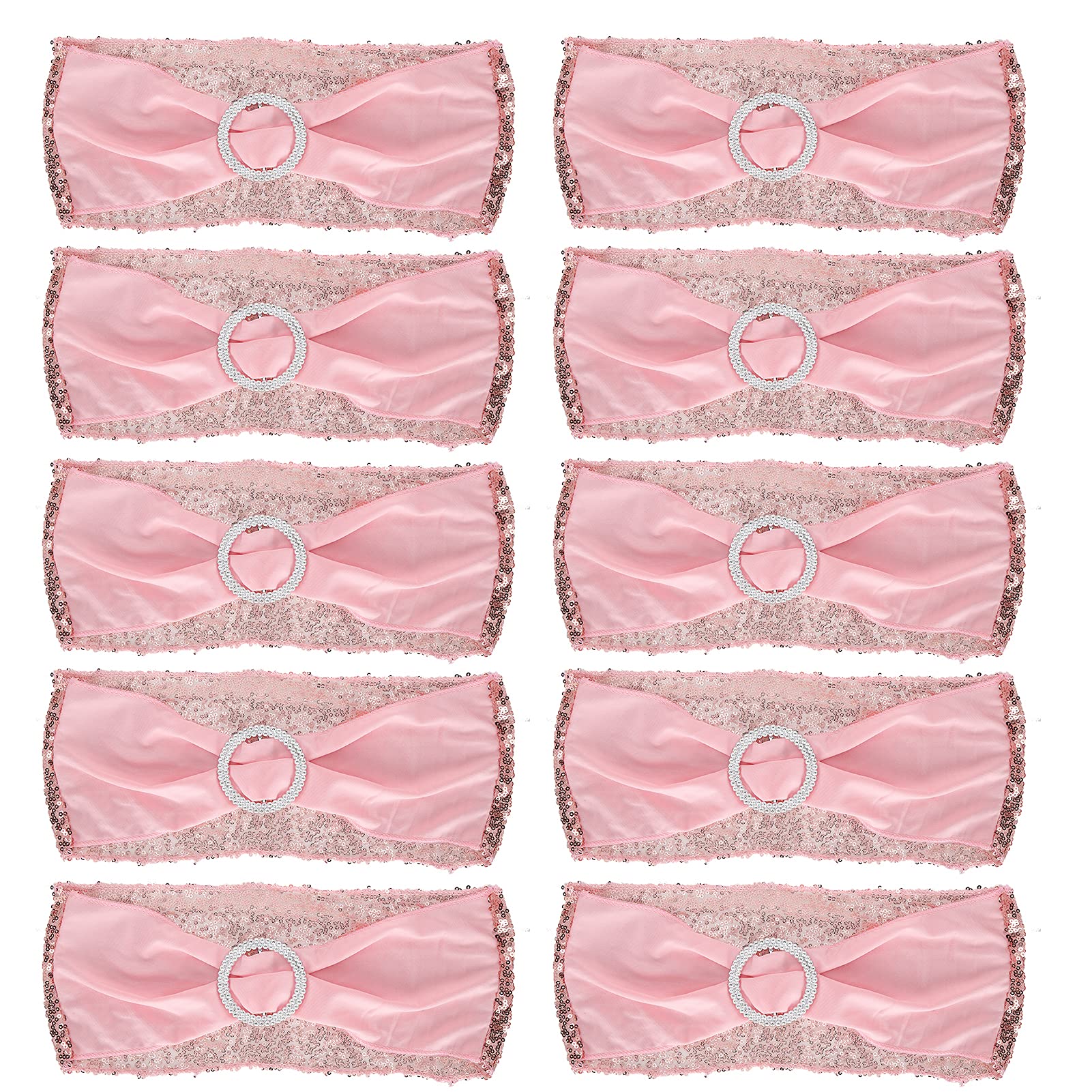 Ceinture de chaise élastique or rose, sangle décorative réglable en tissu pour mariage