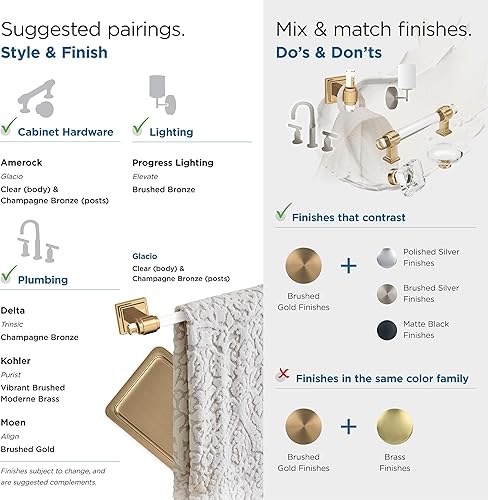 Vista 130 de Amerock BH36062CG10 - Toallero de mano Glacio de 5-7/16 pulgadas de longitud para pared de baño y cocina pequeña, accesorios de baño Transparente