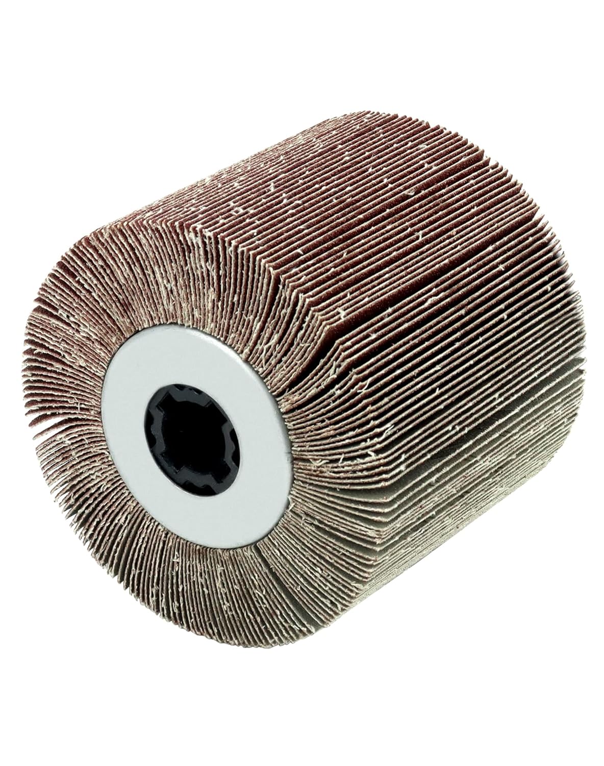 QWORK Flap Sanding Wheel, 2 Pack Wire Drawing Polishing Wheel, Aluminum Oxide Drum Burnishing Brush, 4.5" x 4" with 3/4"-4 Keyway (120 grit), Remove Rust/Weld Burr/Grinding