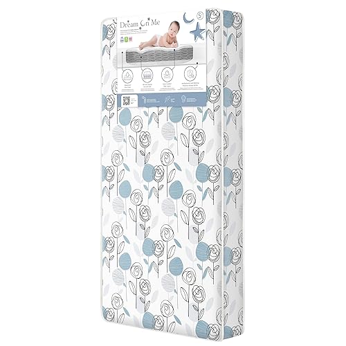 Dream On Me Nap Nest - Colchón para cuna y niños pequeños, de doble cara, colchón impermeable de 5 pulgadas con 88 bobinas entrelazadas, 75% fibra