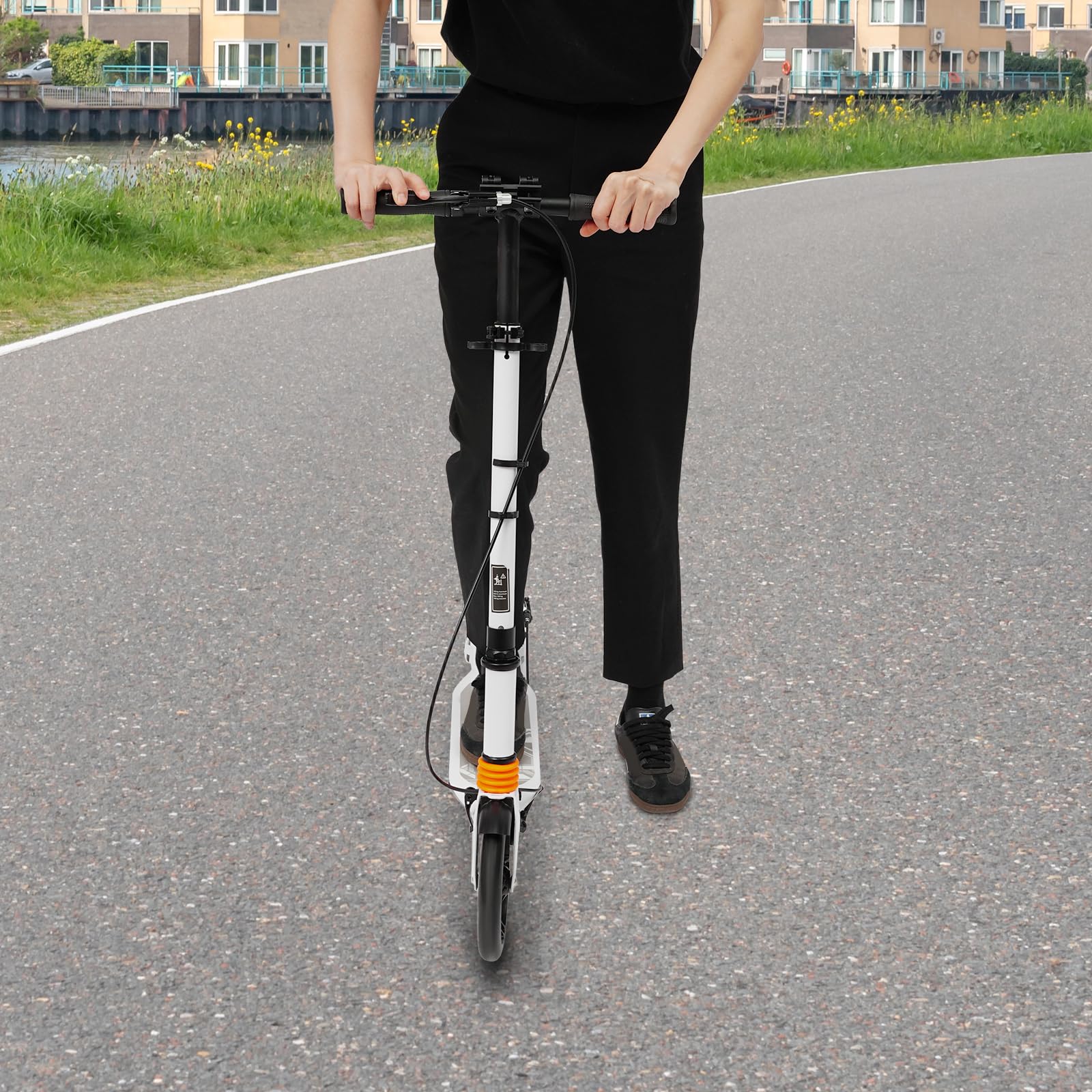 Patinete estable de aluminio plegable, patinete de ciudad, altura ajustable, con frenos de disco, patinete para adultos, niños y jóvenes, capacidad de carga de 100 kg