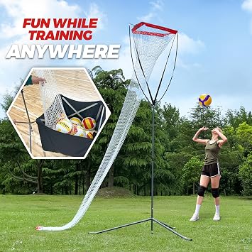 Volleyball Setter Trainer Net, Adjustable Height for Indoor and Outdoor Practice, Perfect for Serving, Spiking, and Setting Training Equipment (Red)
