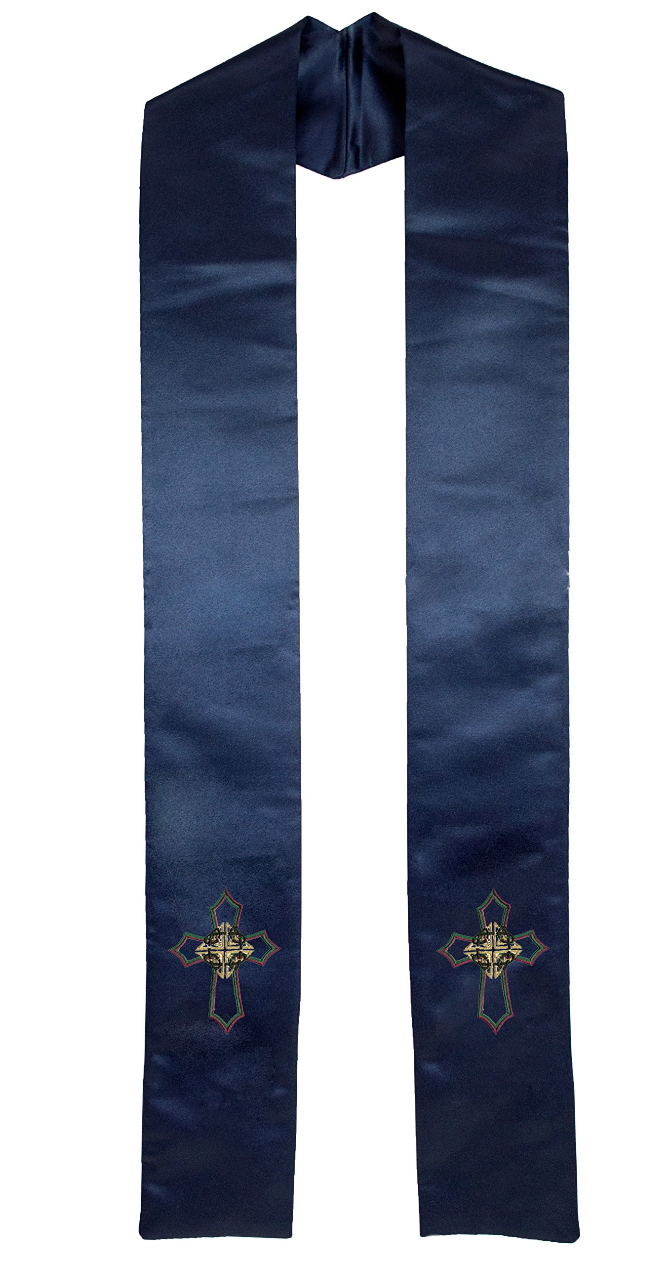 Deluxe Satin Clergy Stole with Embroidered Celtic Knot Cross