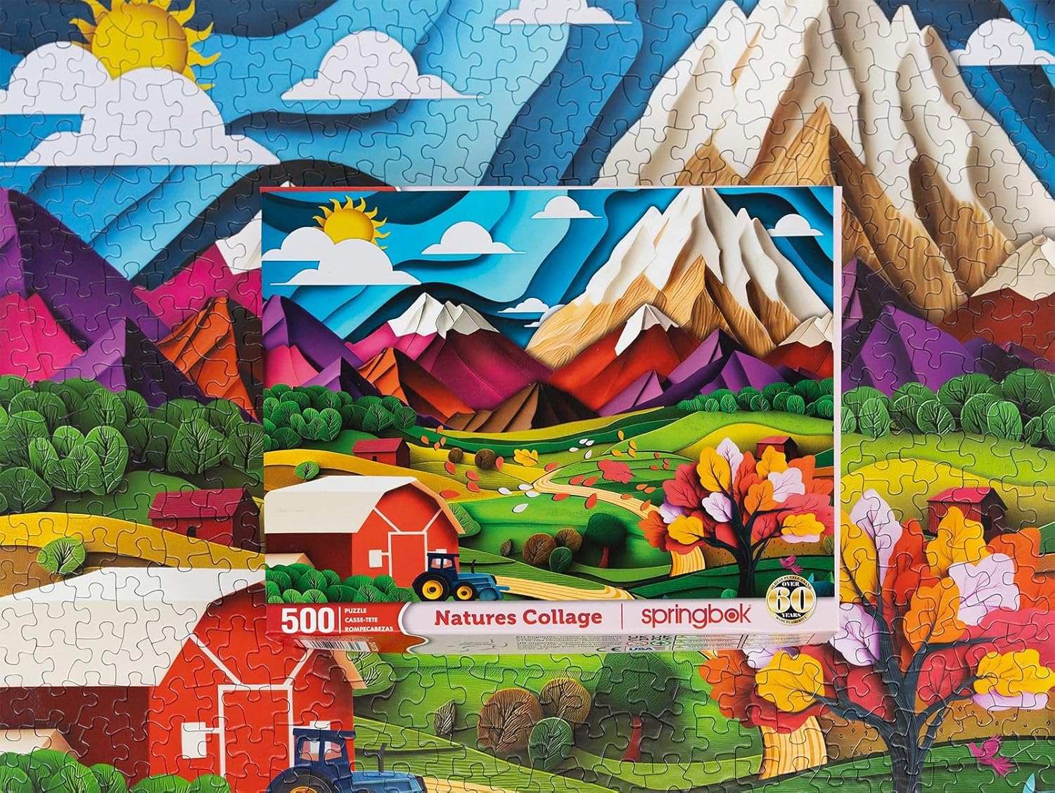 Springbok Nature's Collage 500 Piece Jigsaw Puzzle for Adults - Vibrant Paper Art and Quilling Image - Unique Cut Pieces - Made in USA