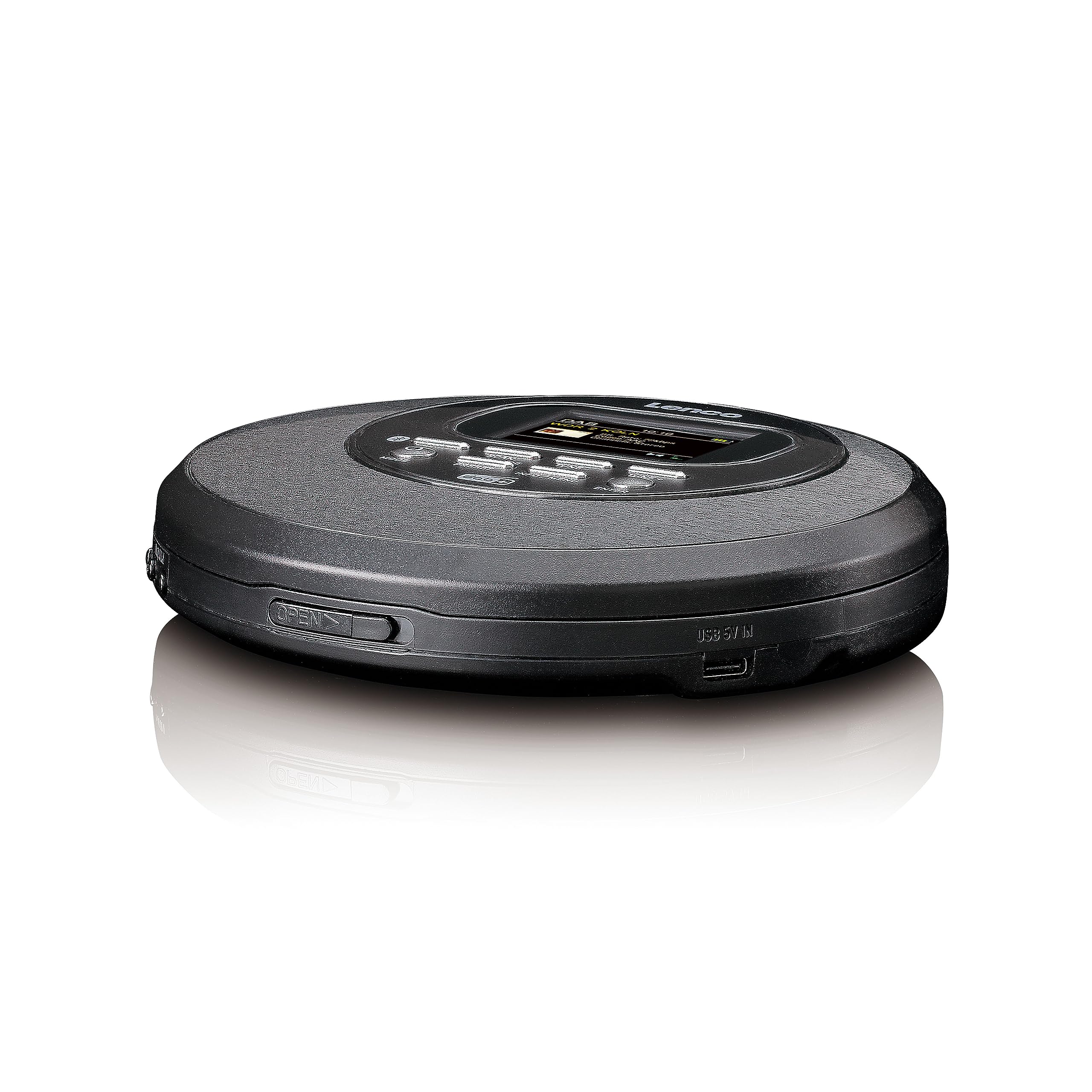 Lenco CD-500 Discman mit Bluetooth, DAB+, Anti-Shock & Akku + PBC-50 Etui mit integrierter 5000mAh Powerbank, USB-Ladefunktion, Micro-USB-Kabel & Schutz für unterwegs – Schwarz/Grau