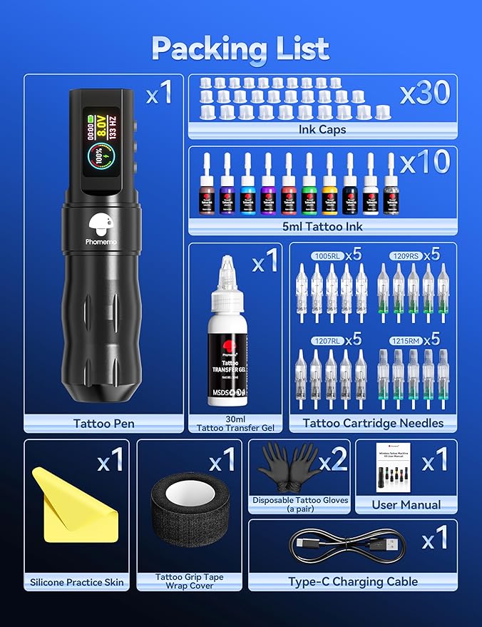 Kit Máquina Tatuar Pen Rotativa Phomemo Inalámbrica con Fuen miniatura 7