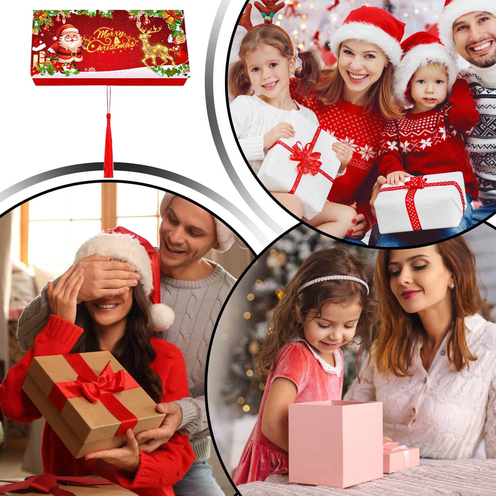Porte-Argent De Noël pour Espèces - avec Livret De 10 Fentes pour Cadeaux De Fête | Porte-Cartes À Billets De Fête avec Glands - pour Amis fête d'anniversaire réunion familiale