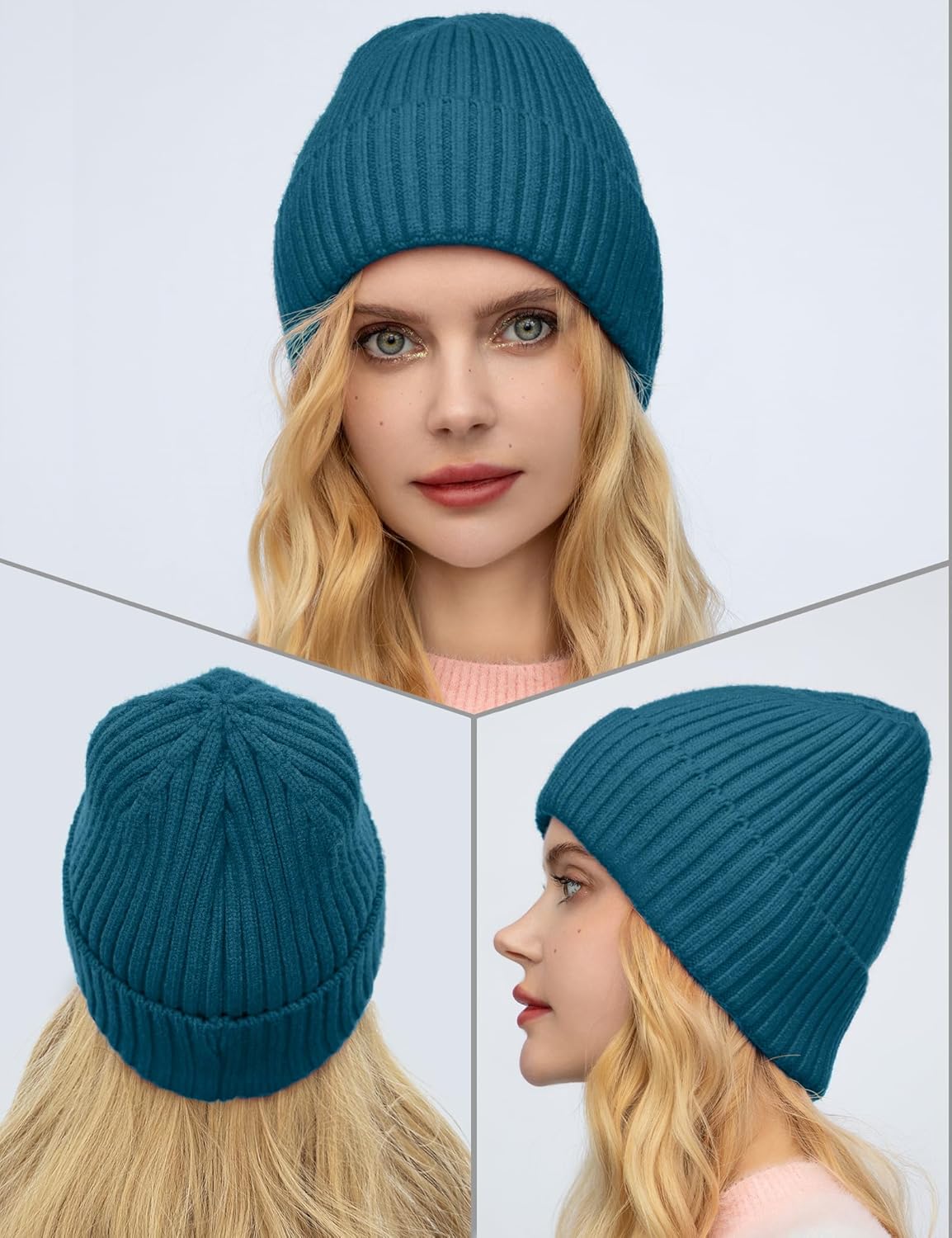 vidsel Satin Lined Wool Beanie Hat for Women Men Winter Cold, Warm Knit Fashion Cuffed Beanie Skull Cap Watch Cap - Image 2