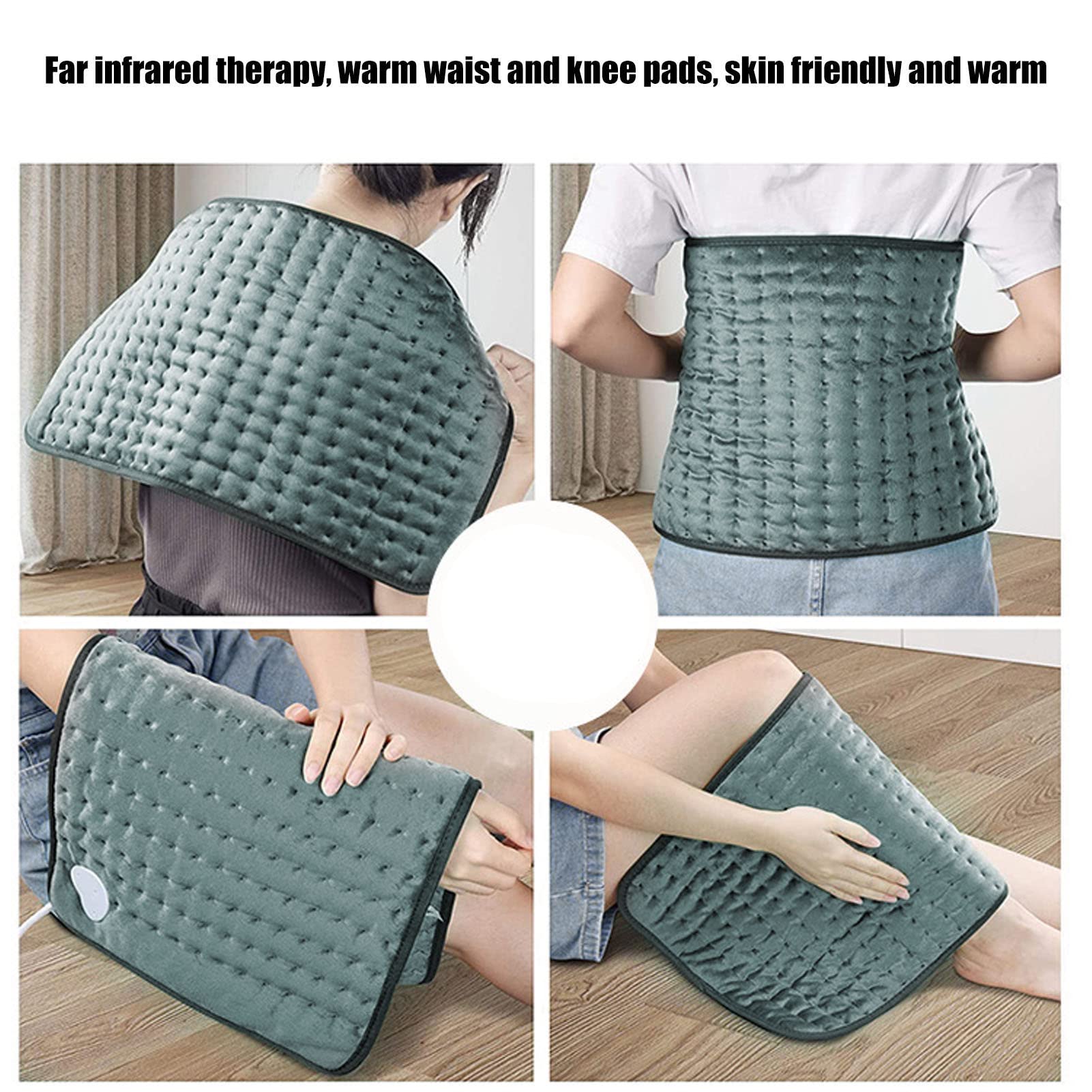 Back Electric Heating Pad 6 Levels Rapid Heating 60x30cm Soft Plush Heating Pad for Home Office Travelling Business Trip EU Plug 220V for Women Mom Men Dad