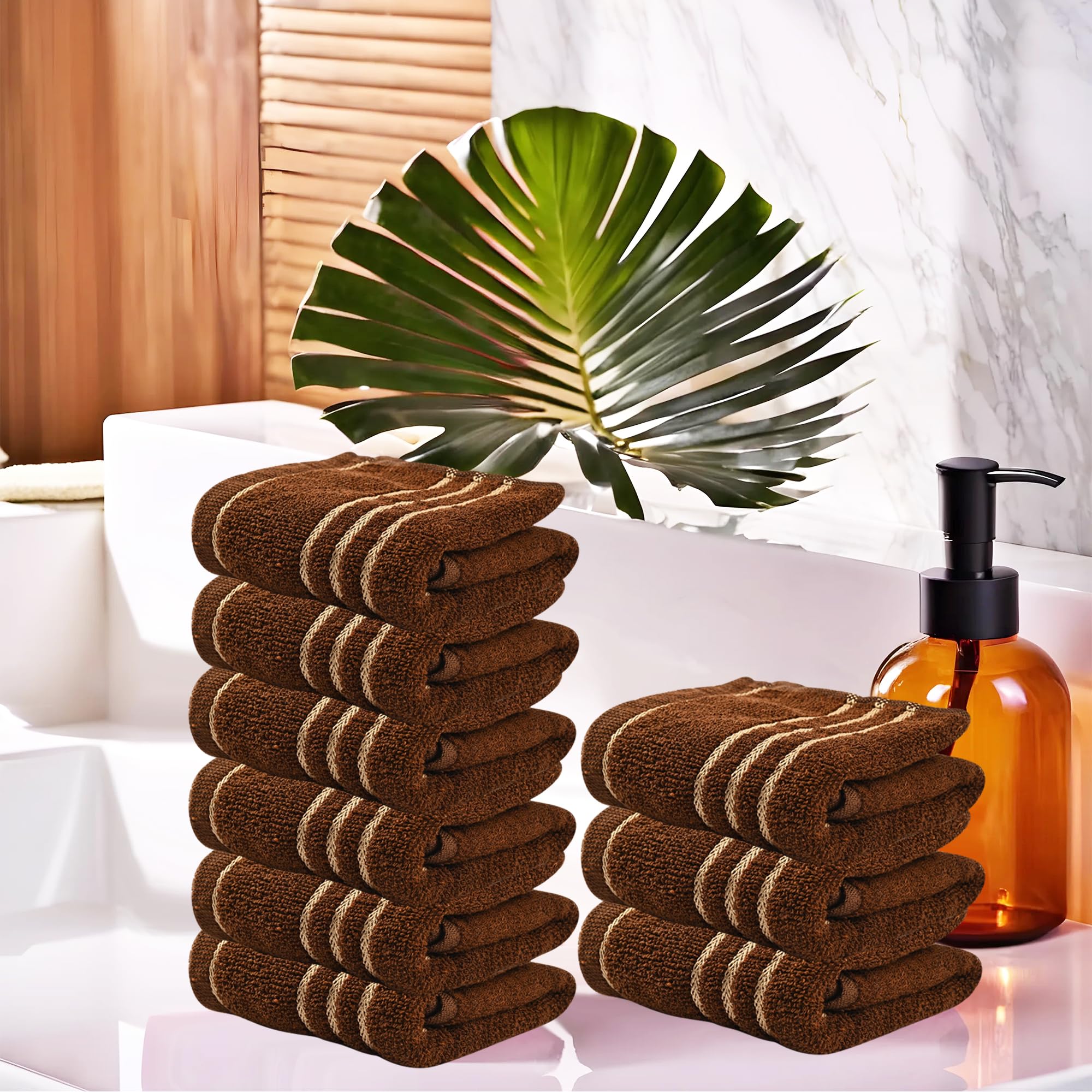 Kuber Industries (Pack of 9) Cotton Face Towel | 14x21 Inch | Workout Gym Napkins | Hand Towel For Men & Woman | Quick-Drying Napkins For Travel Use | Plain Crape-Dark Brown-image-5