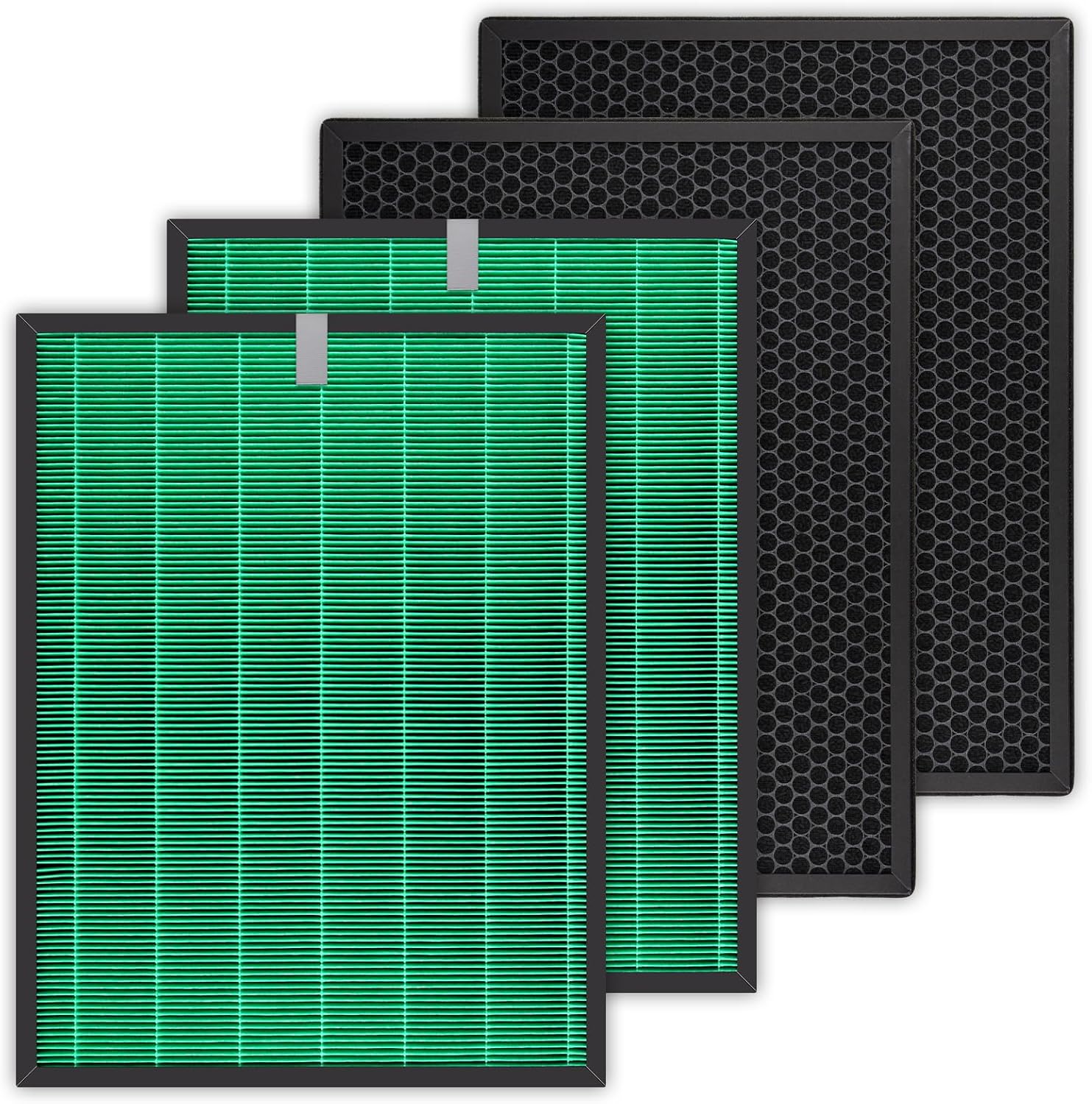 4 Pack 230/240 Replacement Filter Set for Coway Airmega 240 230 (AP-1821F) Air Purifiers, Max 2 Green True and Active Carbon Filters, 2 Set, Part #3111151