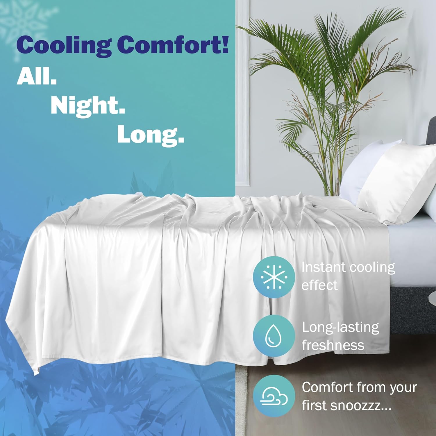 Martex Brrr° Cooling Sheet Set – 300 Thread Count Soft Cotton Blend with Triple Chill Effect – Breathable, Moisture-Wicking & Quick-Dry Bed Sheets – Stay Cool, Fresh & Comfortable – King, White