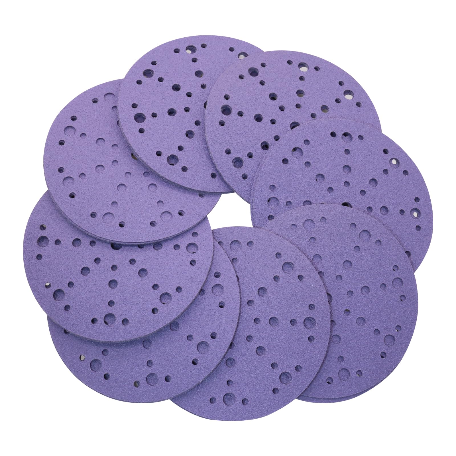 50 PCS 6 Inch Ceramic Sanding Discs 80 Grit, 49 Hole 6" Hook and Loop Orbital Sandpaper Disc, Dust-Free & Film Backing Sanding Disc for Metal Wood