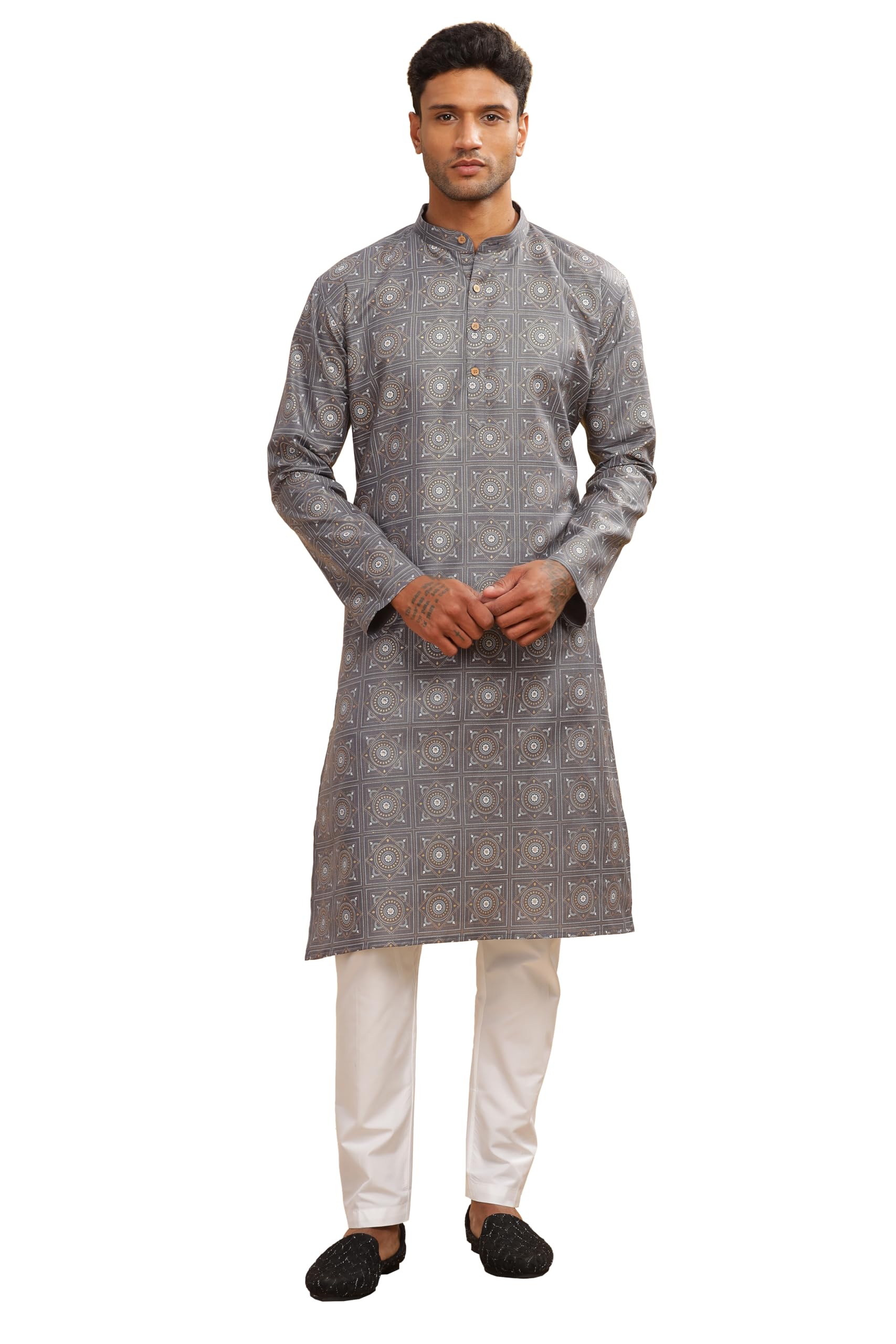 Be Active Men's Cotton Regular Kurta (C-399-2_Xl_Grey)