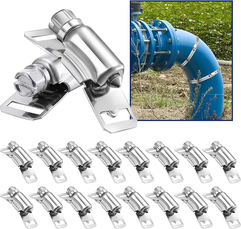 Ripeng 18 Pack Hose Clamp Fasteners Only 304 Stainless Steel Worm Clamp Fasteners for DIY Adjustable Large Worm Gear Hose Kit, Pipe Duct Tube Metal Strapping