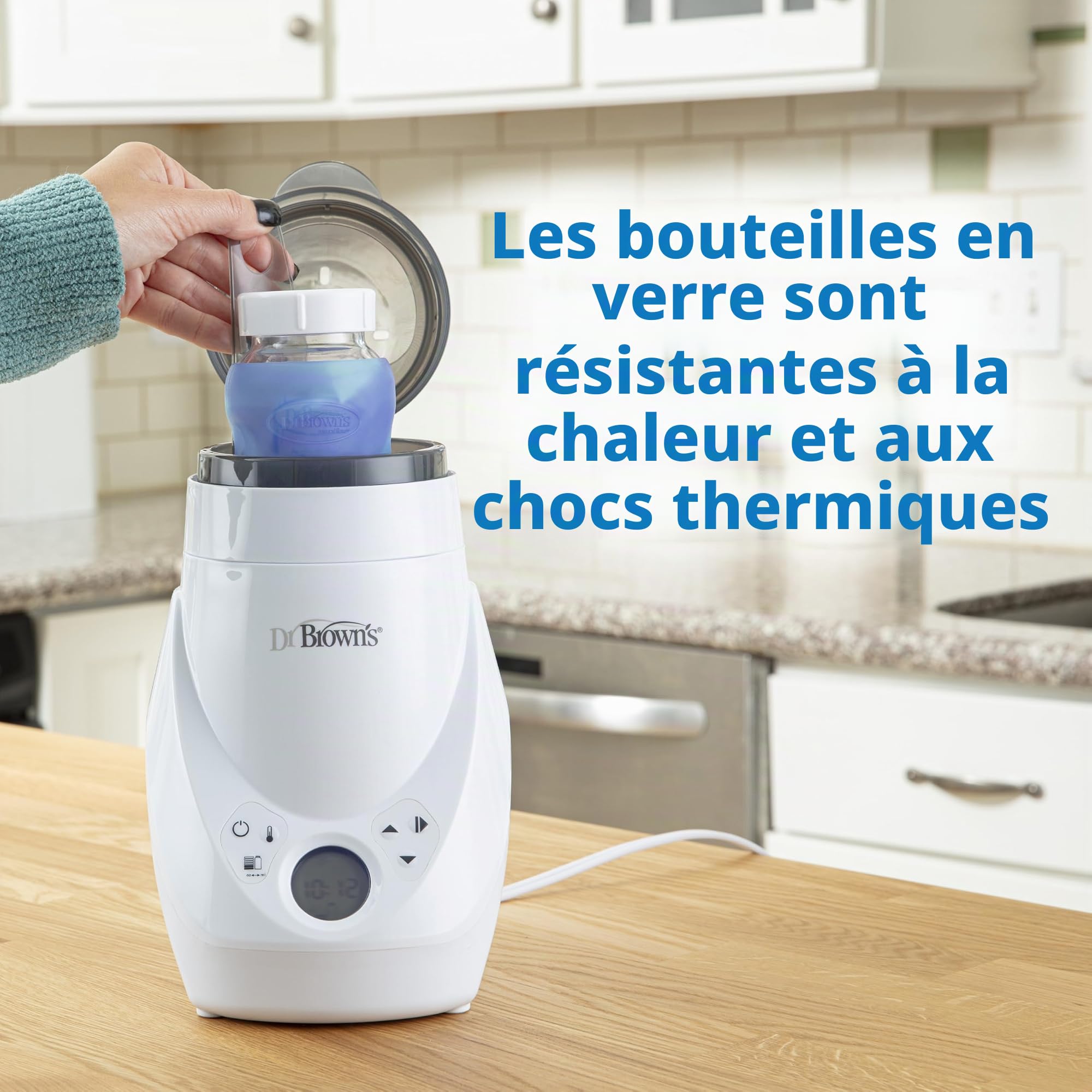 Dr. Brown's Natural Flow Options+ Biberon en verre anti-colique, col large, 150 ml