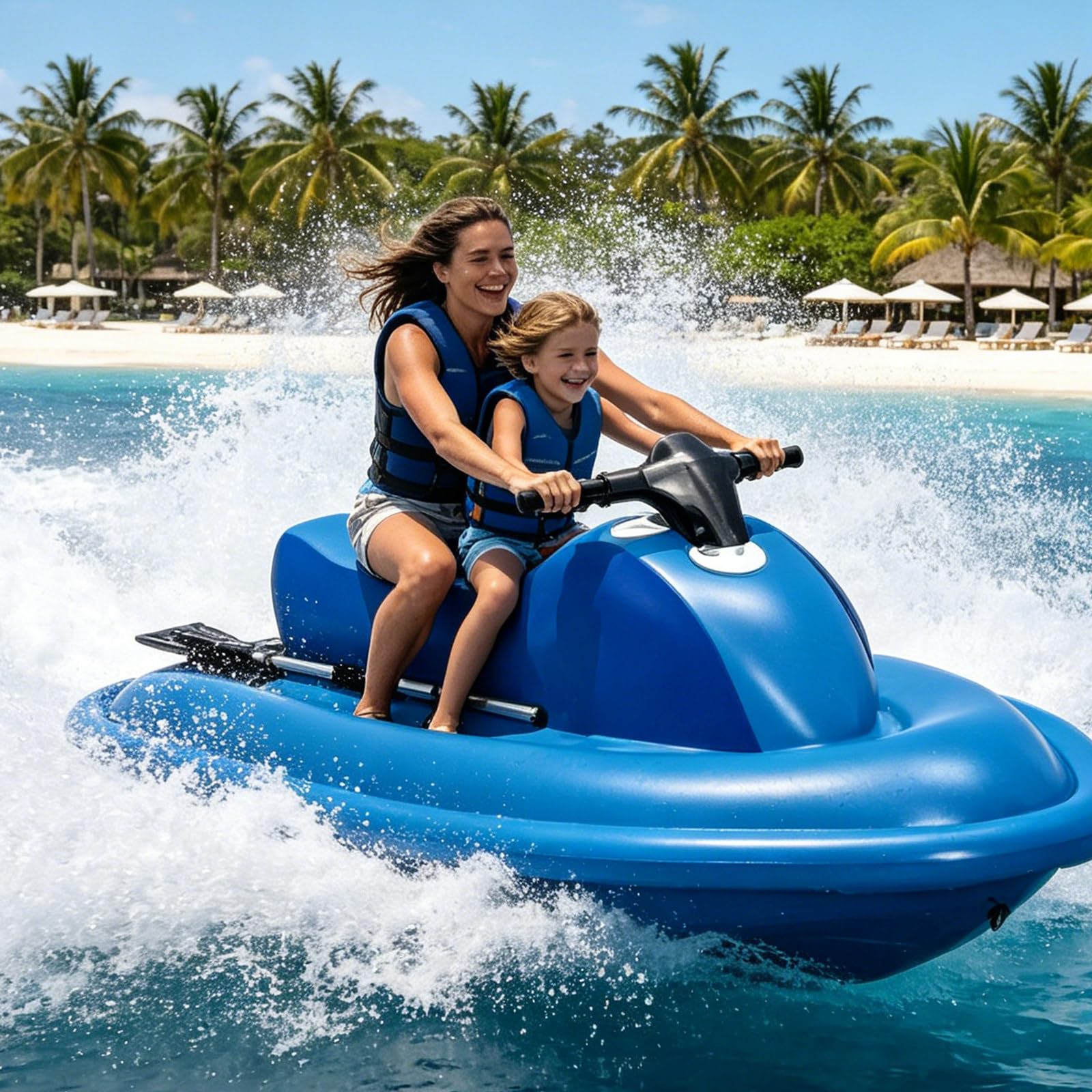 Water Inflatable Boat with Motor, 2 Persons Underwater Propulsion Jet Ski with Dual Safety Fins & 500W/700W Underwater Propeller,Easy Ride Mini Jet Boat for Adults, Pool, Lake & Ocean Fun Nothruster