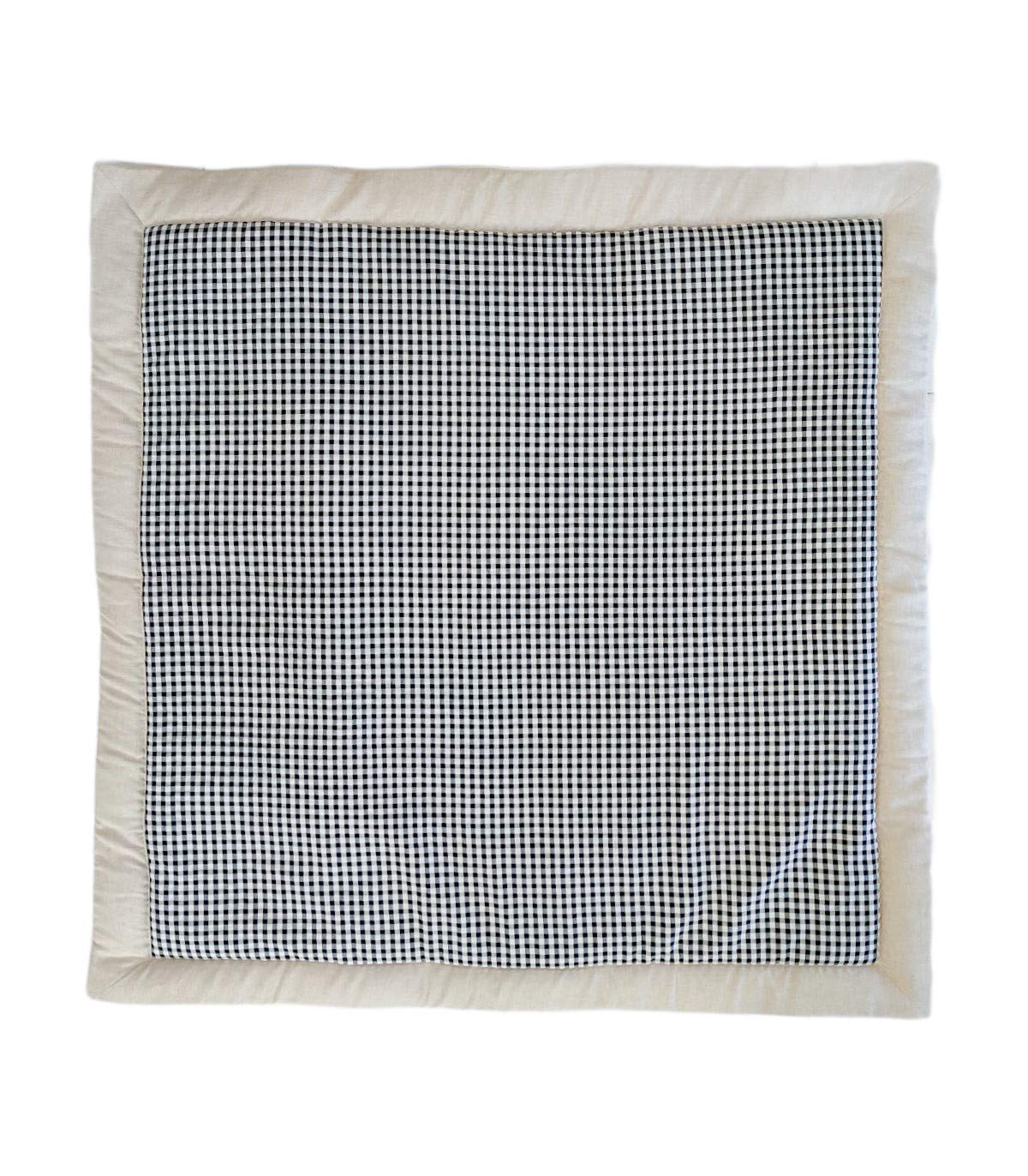 Tapis de jeux ou tapis d'éveil rembourrée. Disponible en plusieurs modèles et couleurs. (Lin&Vichy Noir, 140x140 cm)