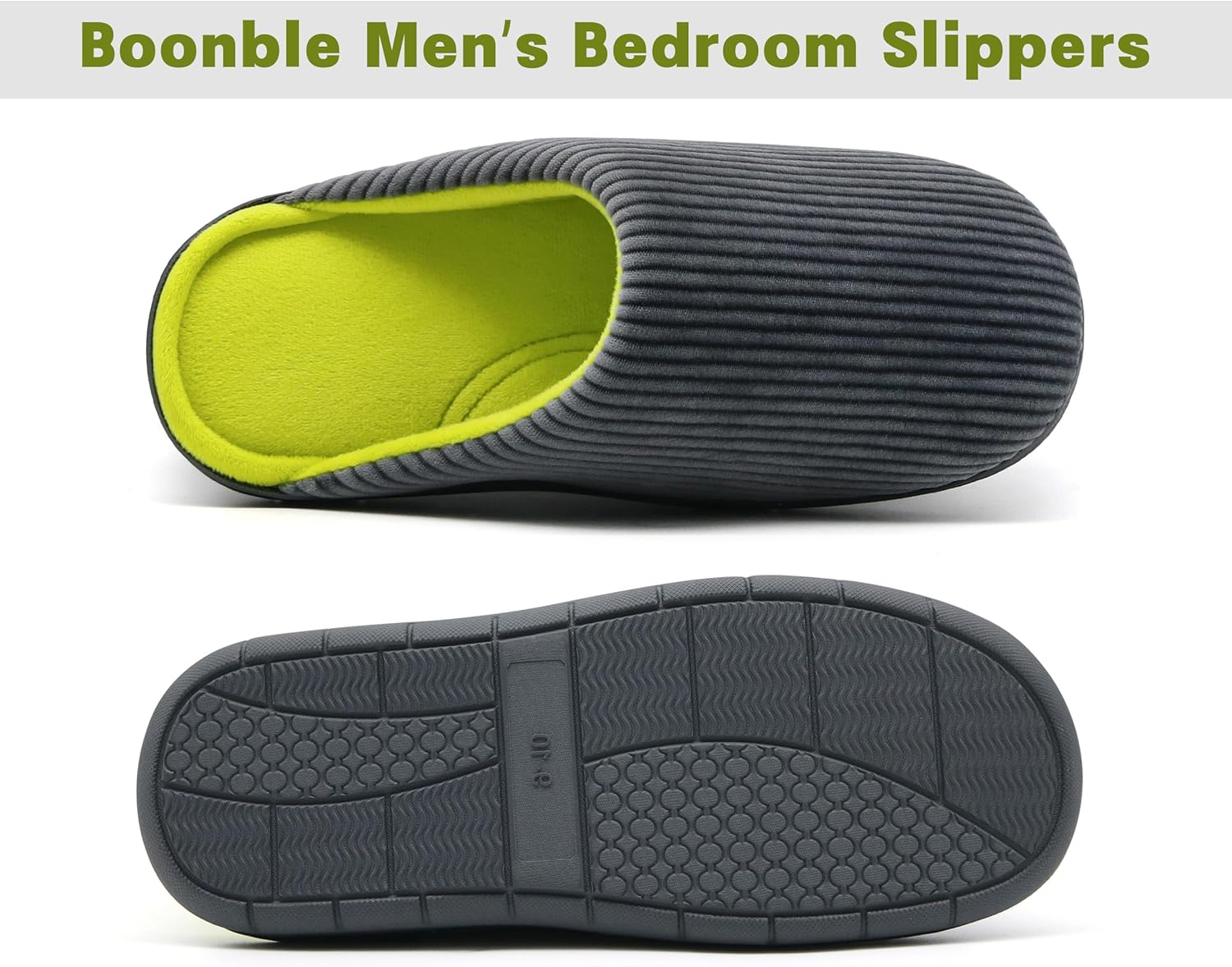 Mens House Slippers with Arch Support, Comfy Two-Tone Memory Foam Slippers Non-Slip Indoor Outdoor, Warm Cozy Home Slippers for Winter - Image 3