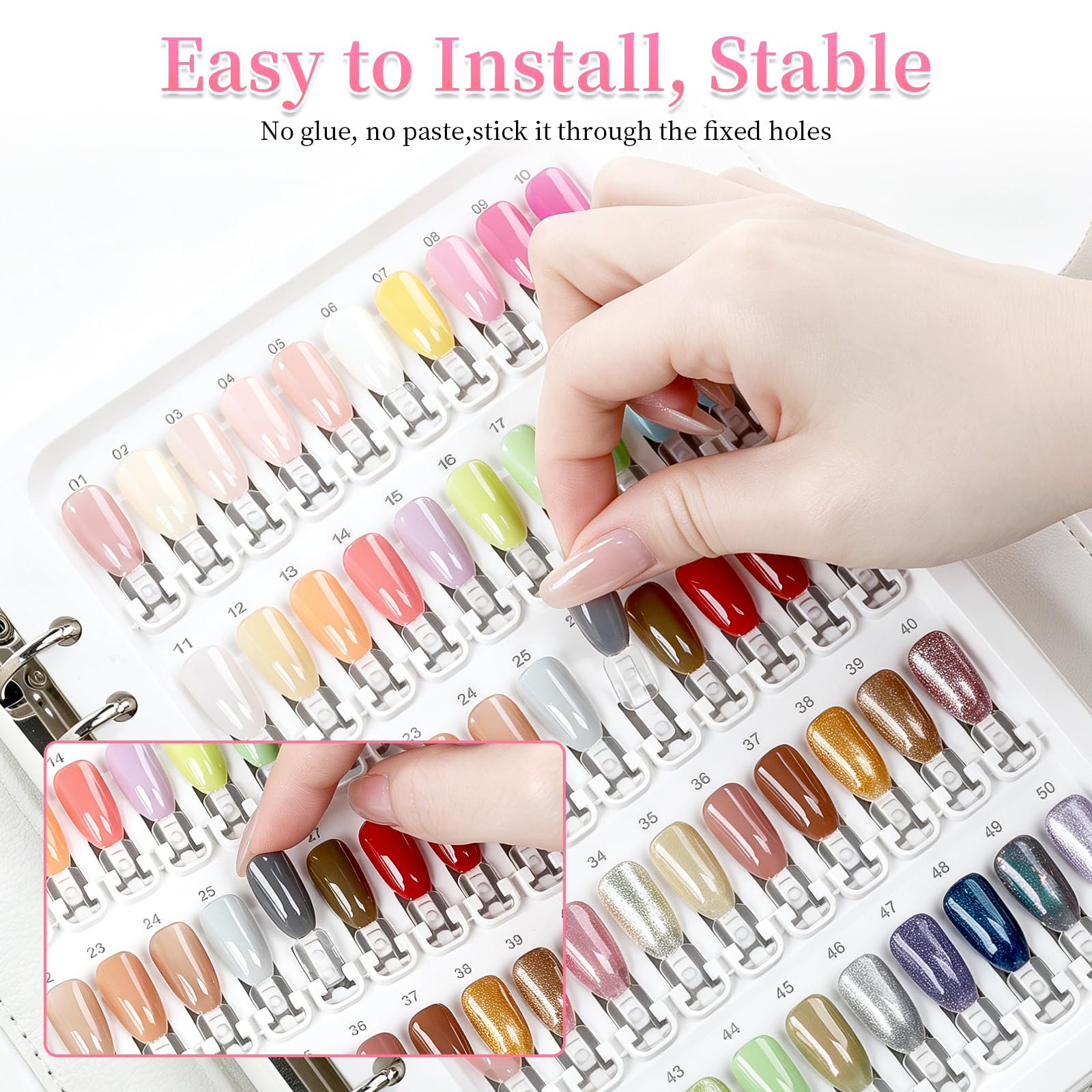 150 Nagelfarben-Präsentationsbuch mit transparenten Nagelspitzen, professionelles Nagelmusterbuch für Gel-Nagellack, Farbmusterkarten, Übungskarte für Nagelstudios und DIY-Nagelkunst