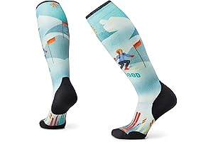 Smartwool Women's Ski Targeted Cushion Merino Wool Over the Calf Snow Bunny Print Socks