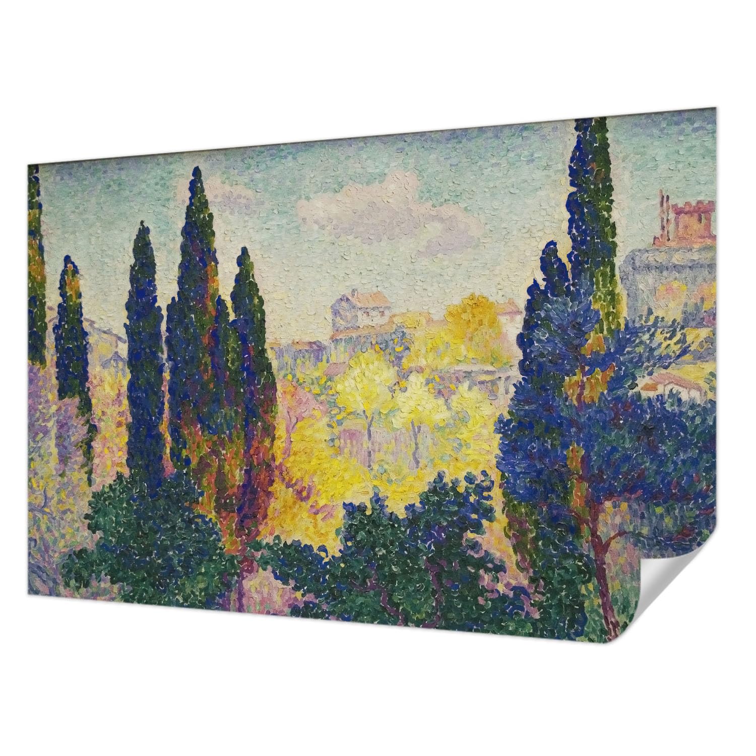Décor mural adhésif 104x70 cm aux paysages impressionnistes pour salon moderne