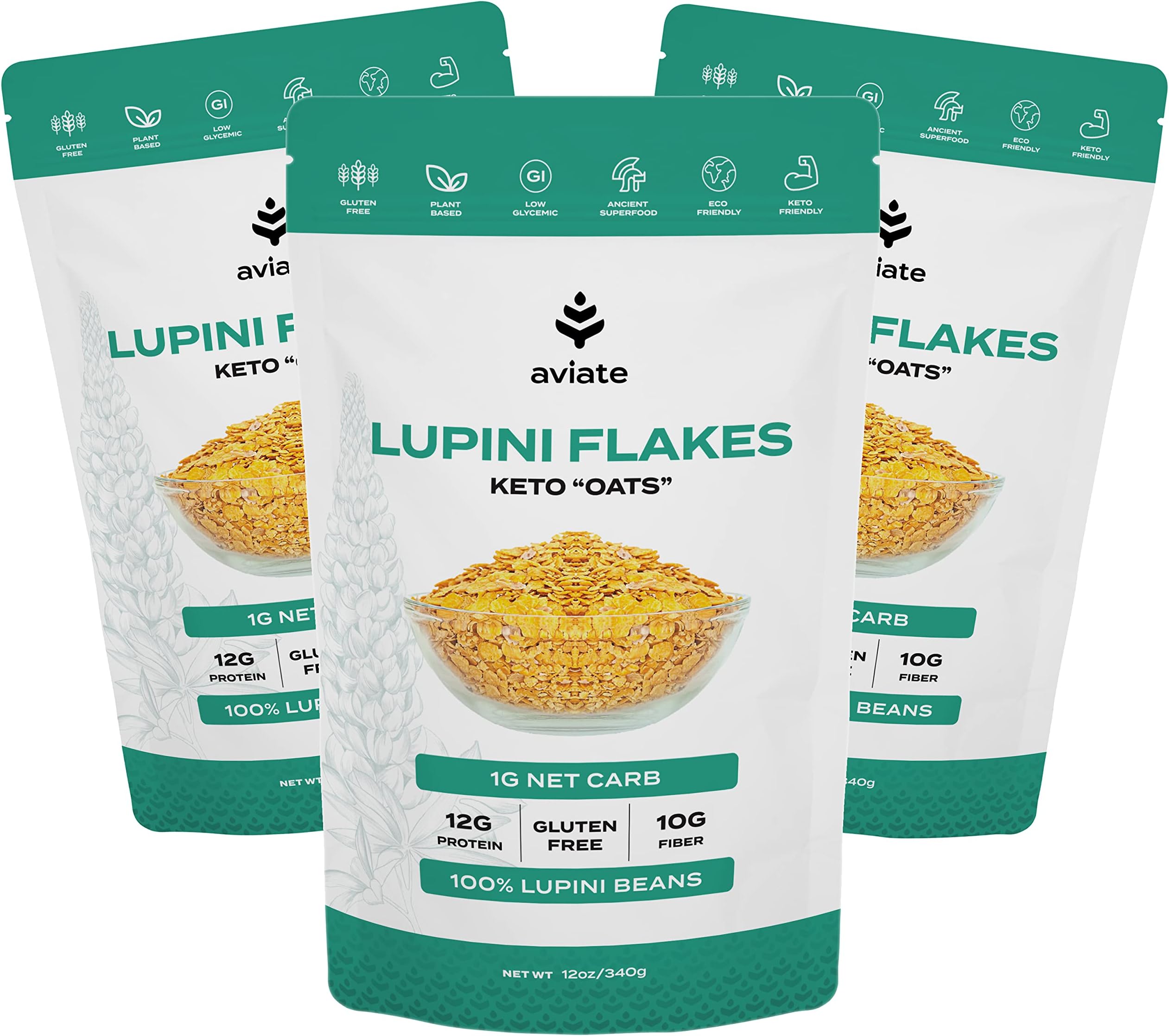 Aviate Lupini Flakes - 3 x 12 oz