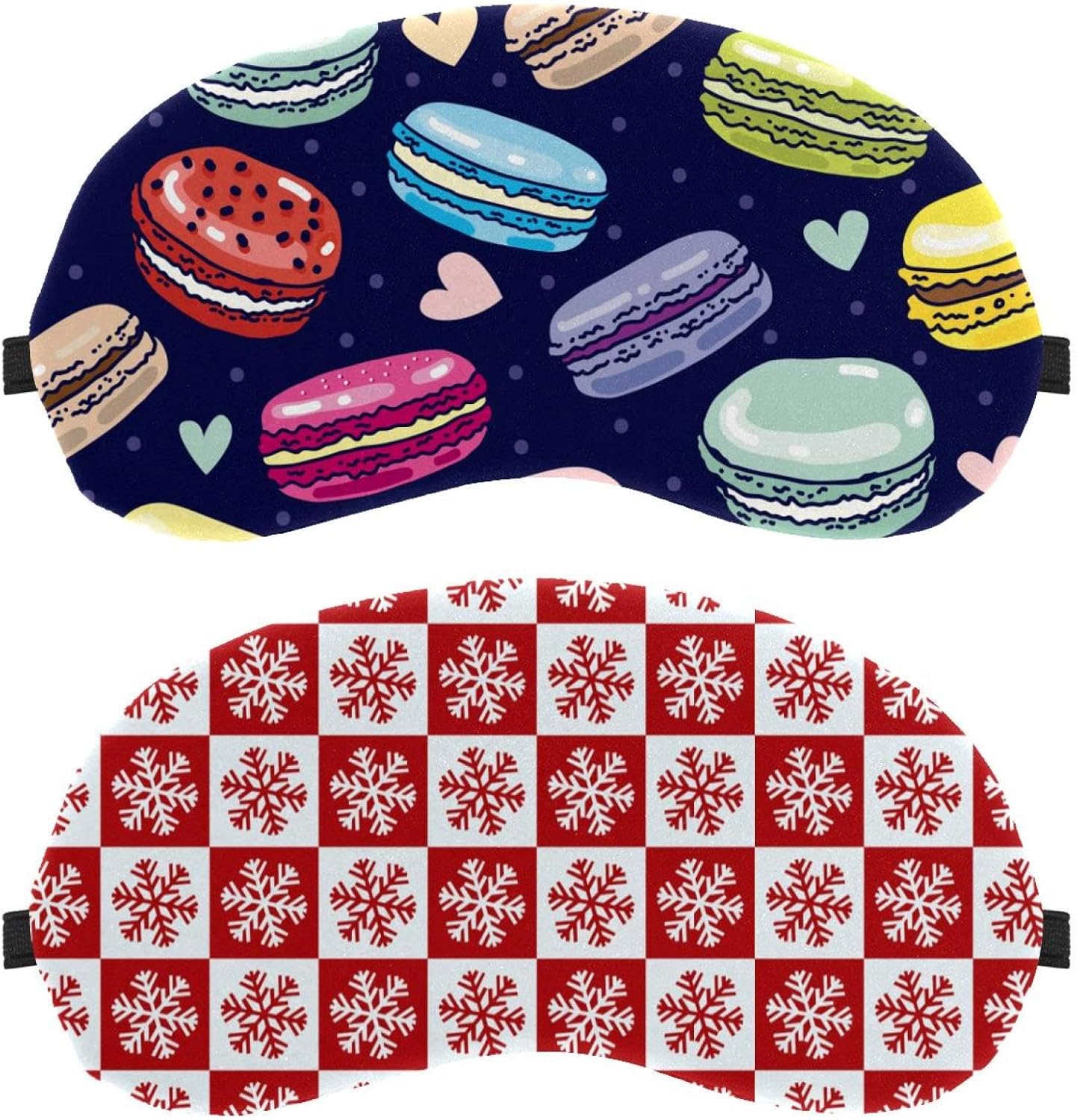 2 maschere per gli occhi rossi con motivo natalizio con fiocchi di neve, per dormire, per dormire, per dormire, per viaggi, pisolini, aereo, blocco della luce