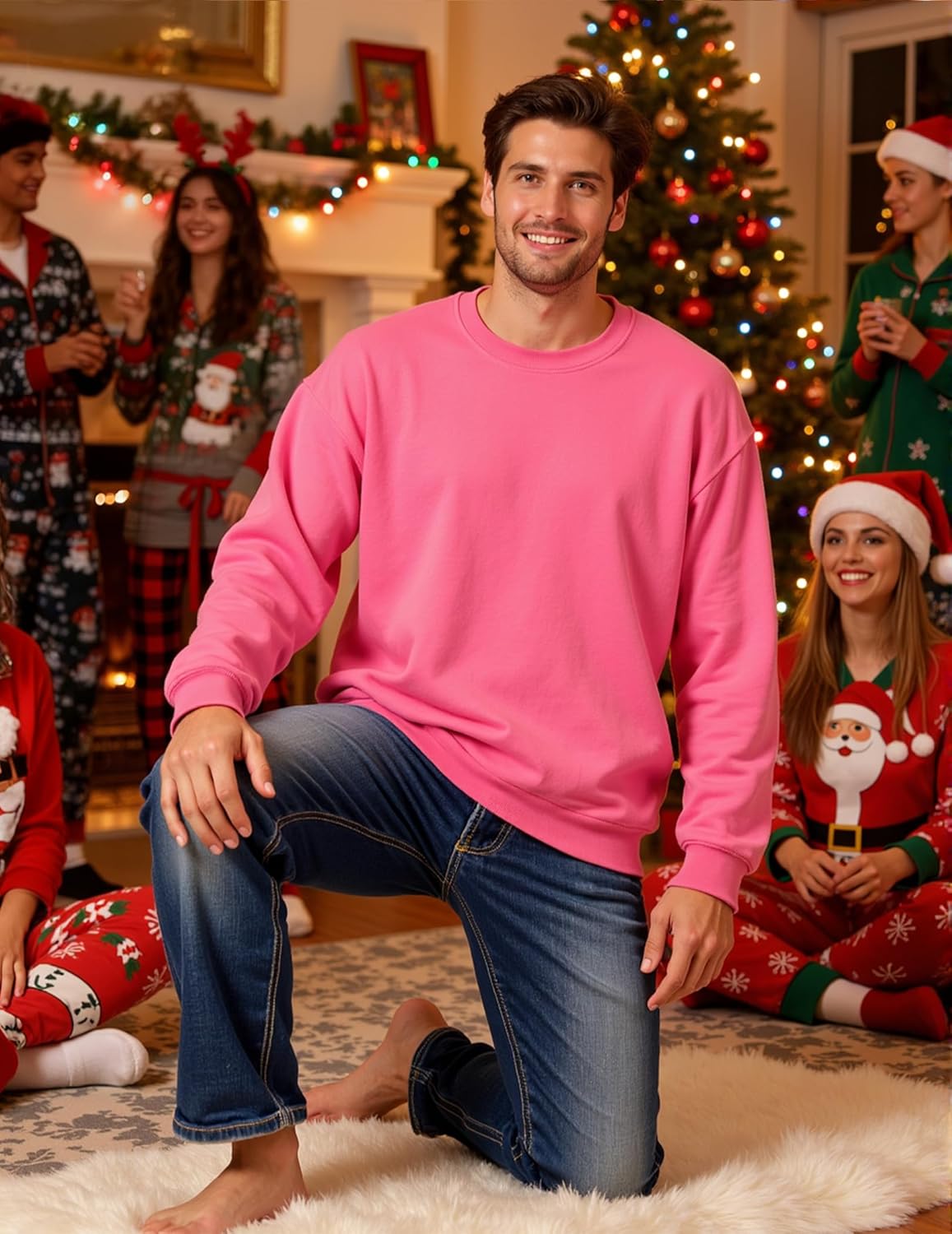 Men'S Crewneck Sweatshirt Long Sleeve Baggy Sweatshirts Lightweight Crew Neck Pullover - Image 3