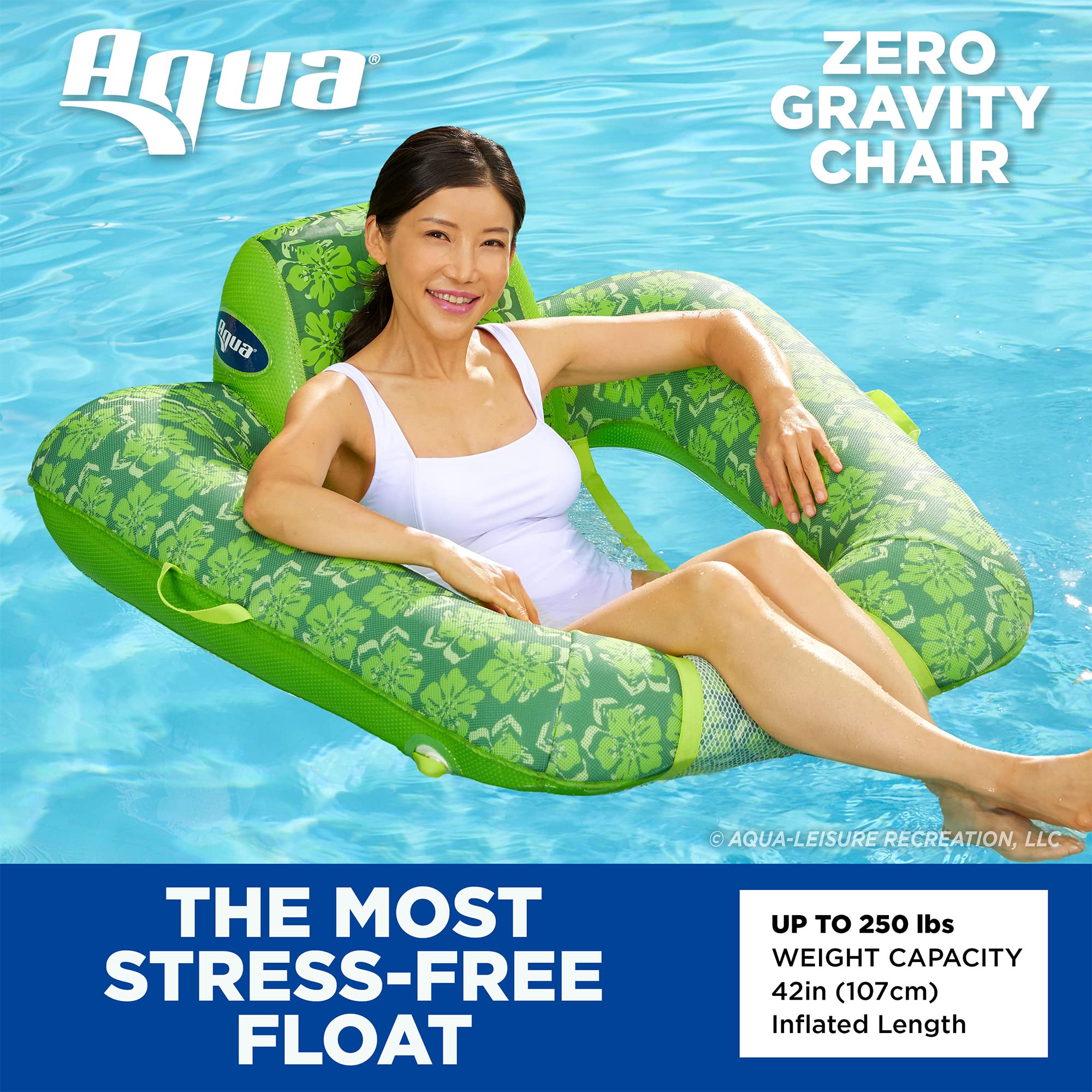 AQUA Zero Gravity Pool Chair Lounge, Inflatable Chair, Adult Float, Heavy Duty, Lime Green