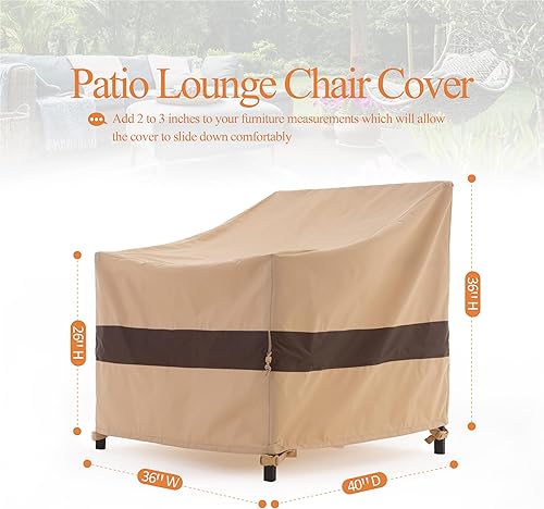 Miniatura 7 de Funda para silla de patio, funda de salón al aire libre, resistente, fundas impermeables para silla de césped, 36 pulgadas de ancho x 40 pulgadas de