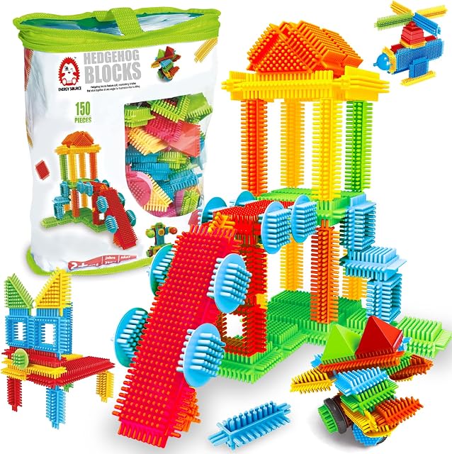 Soulmemes Stickle Bricks Blocks-150pcs PVC Bag Large Size Set Hedgehog Blocks for Kids brain development Early Education Toys