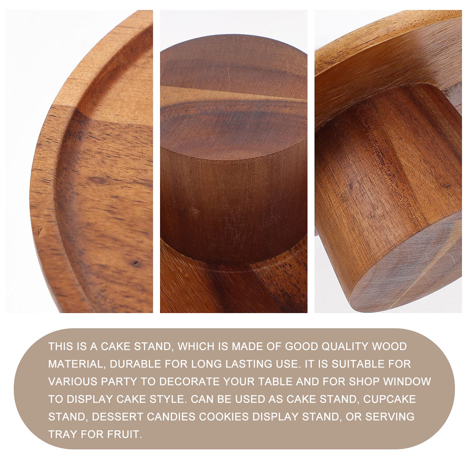 Angoily Bandeja Redonda Madera con Patas Soporte para Tartas Y Postres Multifunción para Eventos Fiestas Y Decoración De Mesa 6.10X6.10X2.75In