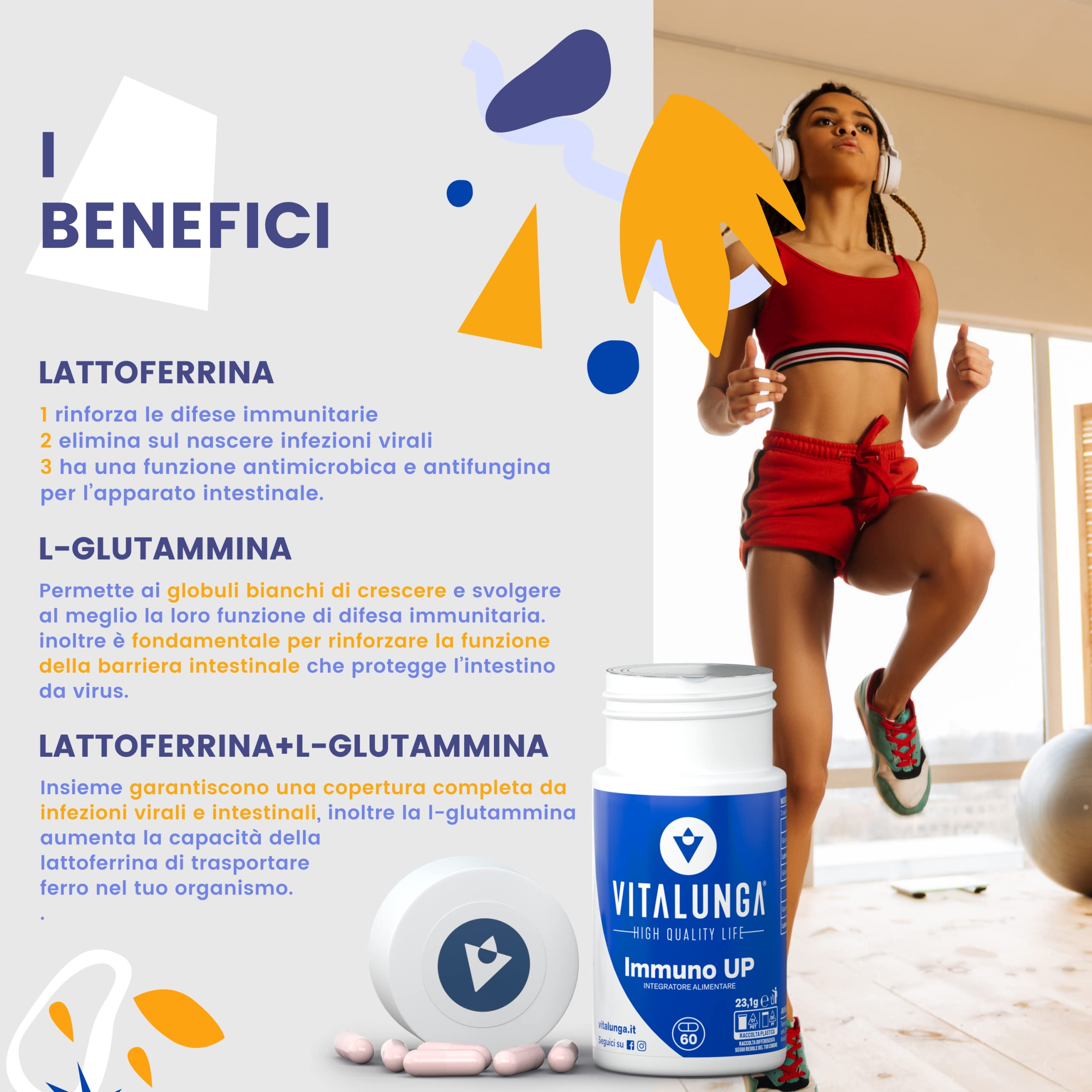 Lattoferrina 200 Immuno Stimolante ad Alto Dosaggio + L-Glutammina - Integratore Lattoferrina Pura 200 mg per Dose (2cps)Aumenta Le Difese Immunitarie Bambini Adulti 60 Capsule Made in Italy Vitalunga